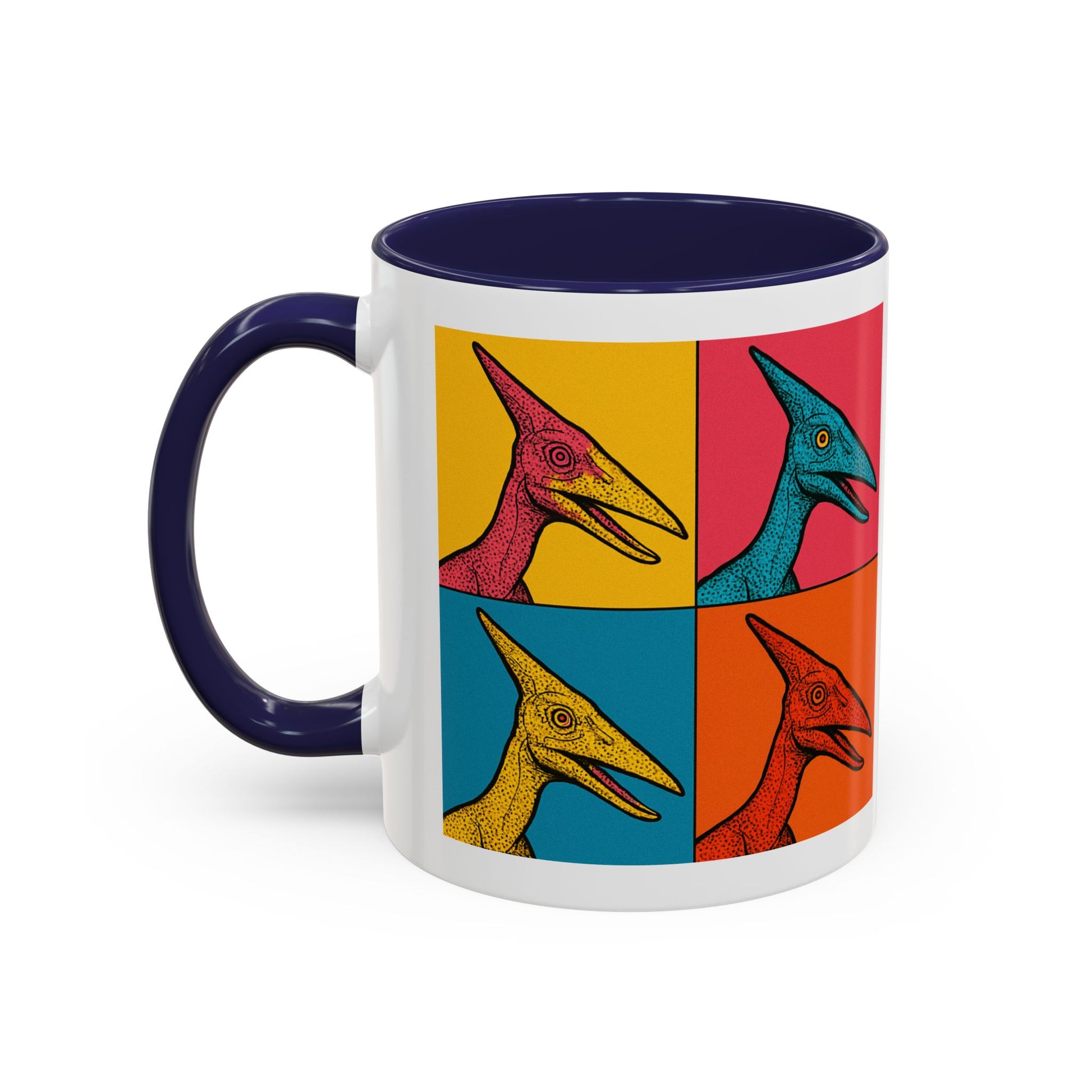 Vibrant Dinosaur Accent Coffee Mug - Quirky Gift for Pterodactyl Lovers, Unique Kitchen Decor, Colorful Ceramic Mug