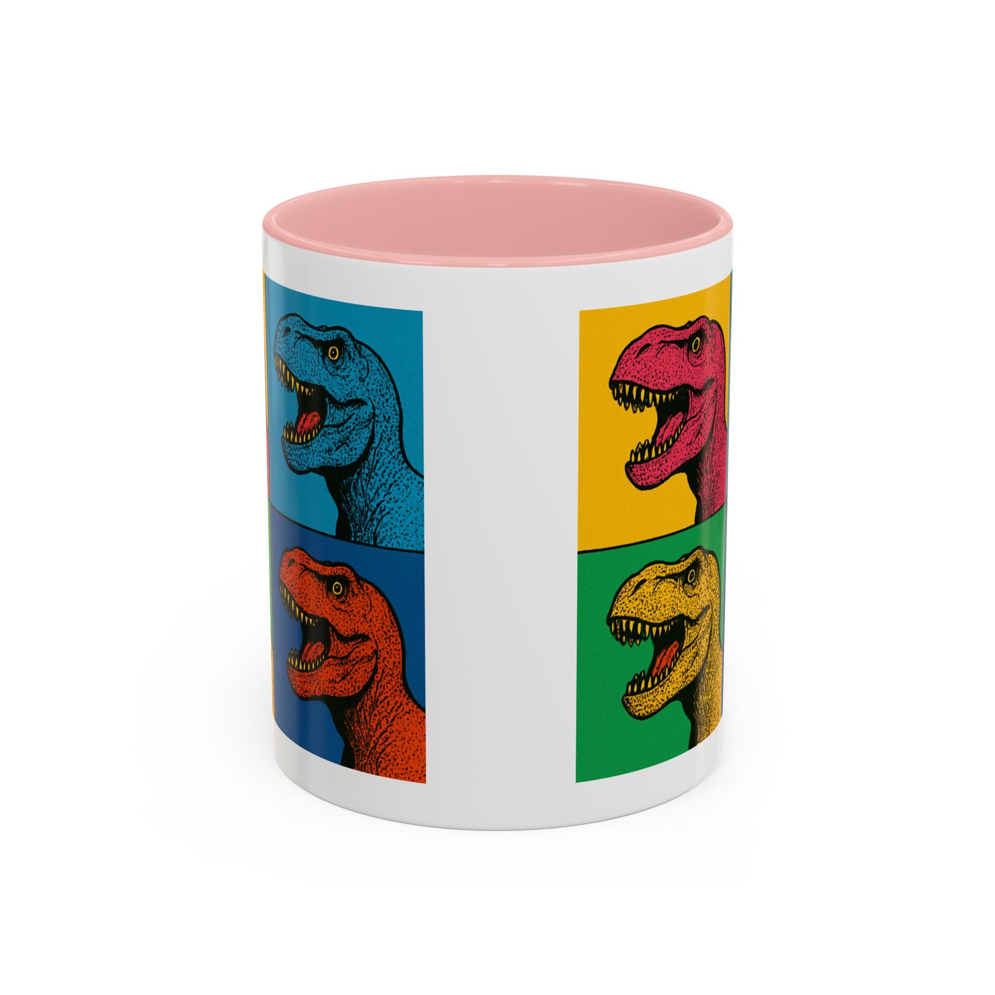Dinosaur Accent Coffee Mug - Colorful T-Rex Design, Fun Gift for Kids, Perfect for Birthdays, Coffee Lover, Dinosaur Enthusiast