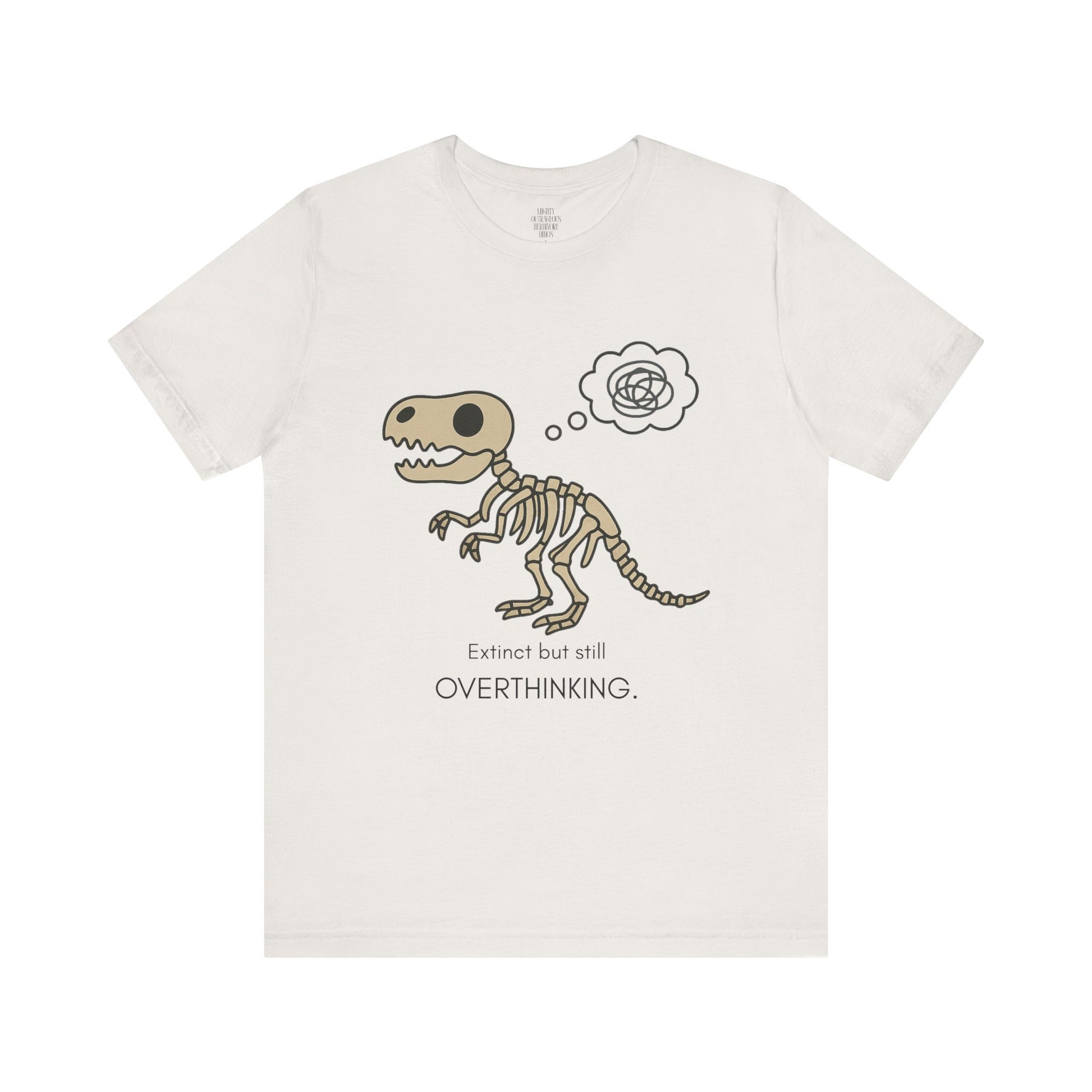 Dinosaur Overthinking Tee, Fun Graphic Shirt, Quirky T-Shirt, Perfect Gift for Dino Lovers, Unisex Humor Clothing