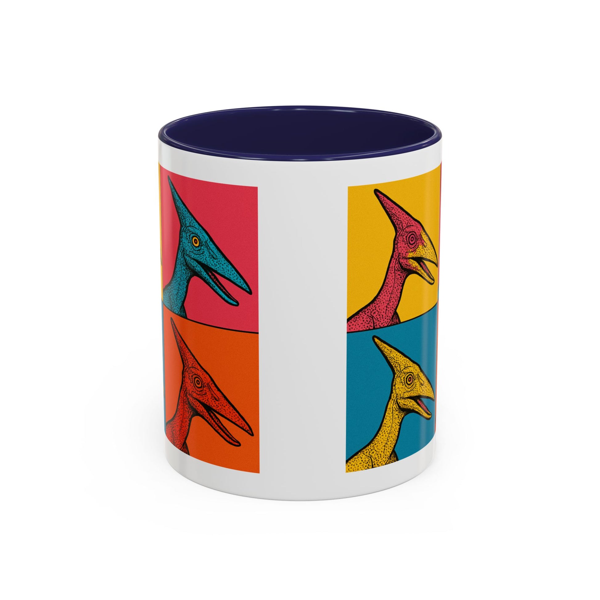 Vibrant Dinosaur Accent Coffee Mug - Quirky Gift for Pterodactyl Lovers, Unique Kitchen Decor, Colorful Ceramic Mug
