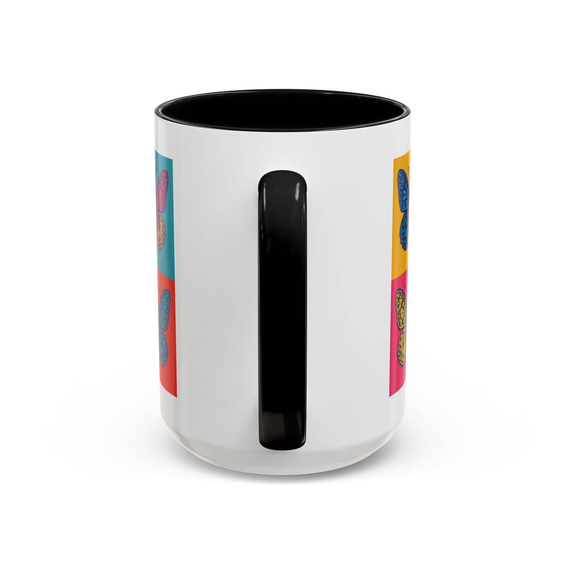Bold Butterfly Accent Coffee Mug, Colorful Butterfly Mug, Artistic Coffee Cup, Unique Mug Gift, Retro-Inspired Drinkware