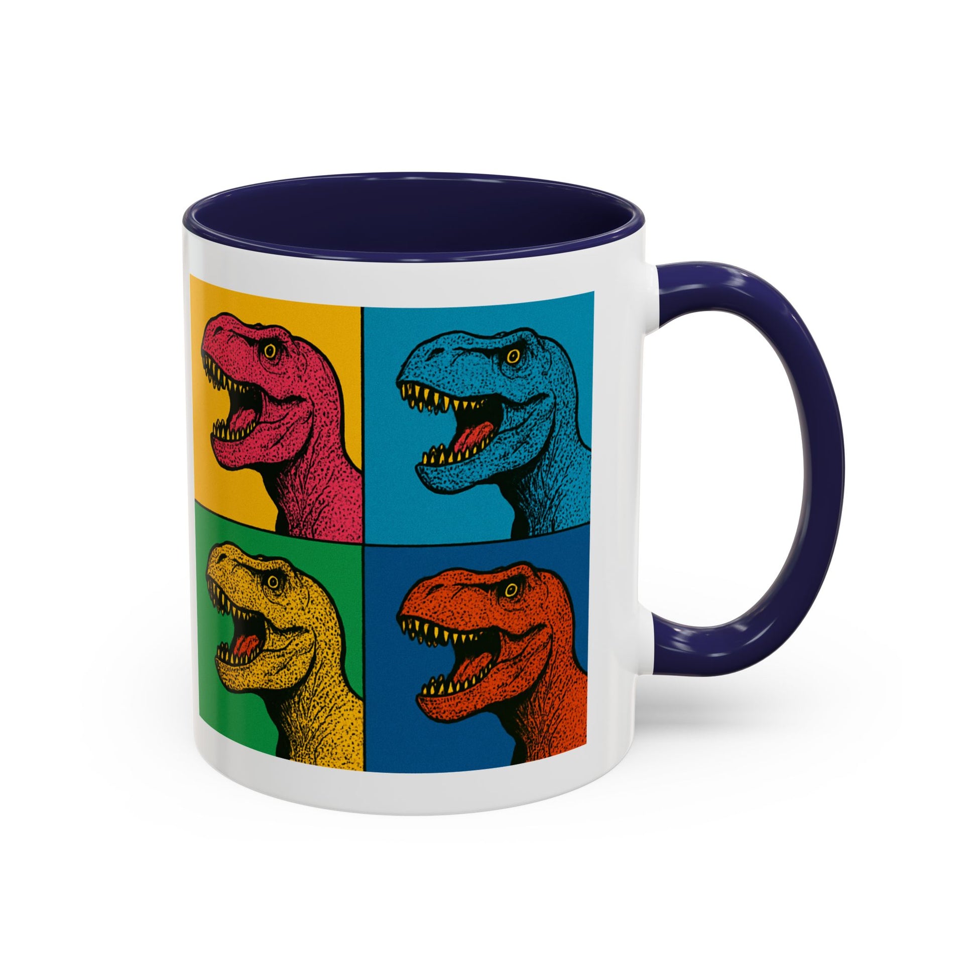 Dinosaur Accent Coffee Mug - Colorful T-Rex Design, Fun Gift for Kids, Perfect for Birthdays, Coffee Lover, Dinosaur Enthusiast