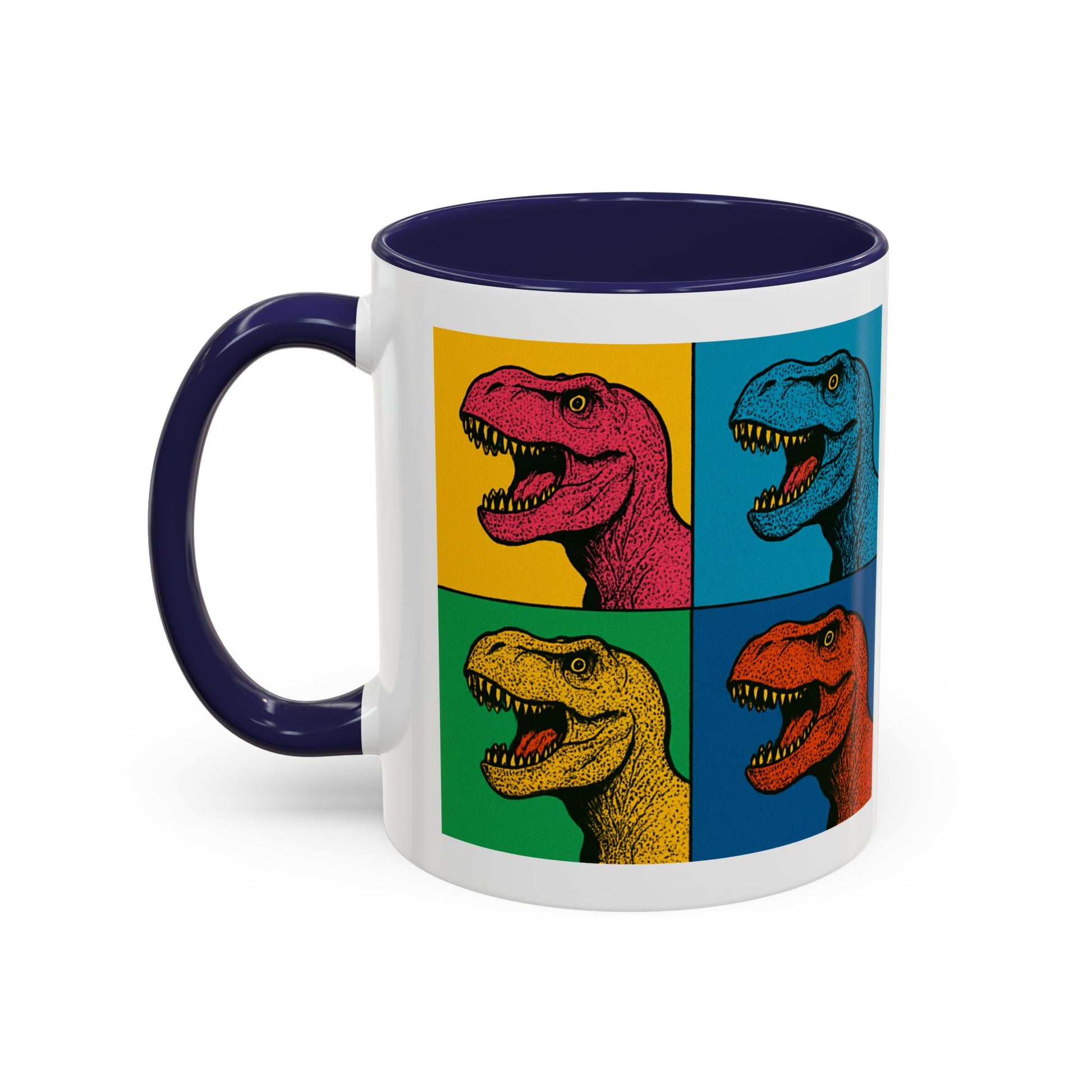 Dinosaur Accent Coffee Mug - Colorful T-Rex Design, Fun Gift for Kids, Perfect for Birthdays, Coffee Lover, Dinosaur Enthusiast
