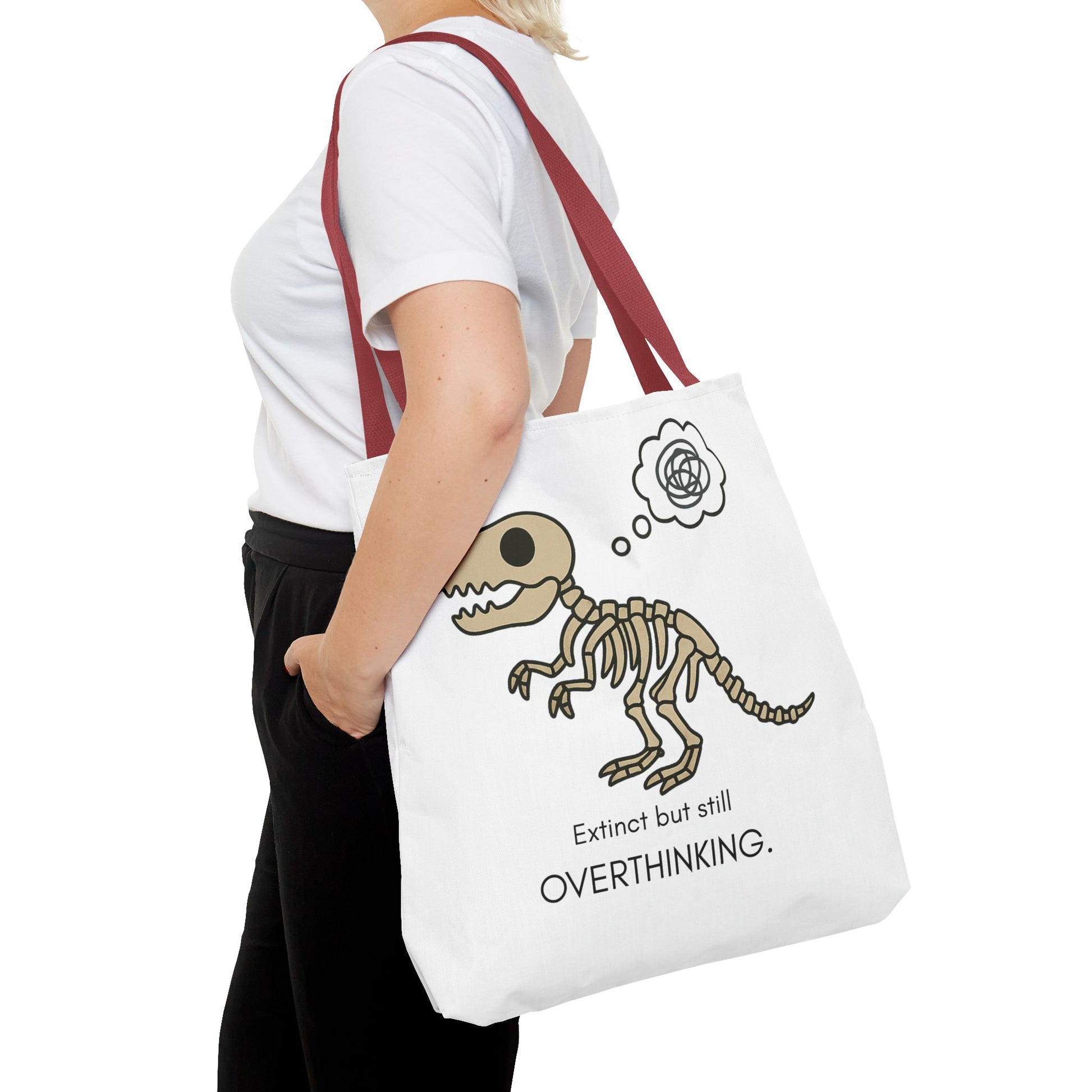 Dinosaur Tote Bag - Extinct but still OVERTHINKING, Funny Tote, Gift for Students, Eco-Friendly Carryall, Unique Shopper Bag, Cute Bag [...]