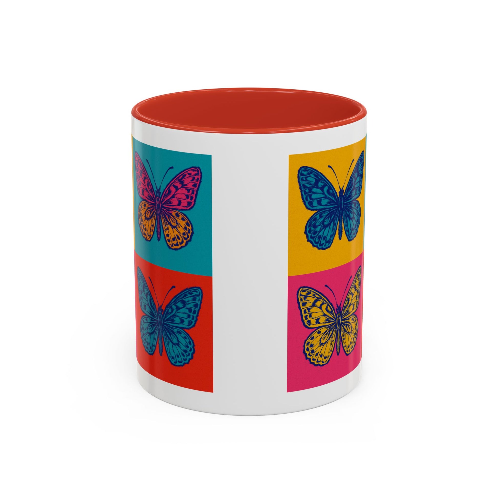 Bold Butterfly Accent Coffee Mug, Colorful Butterfly Mug, Artistic Coffee Cup, Unique Mug Gift, Retro-Inspired Drinkware