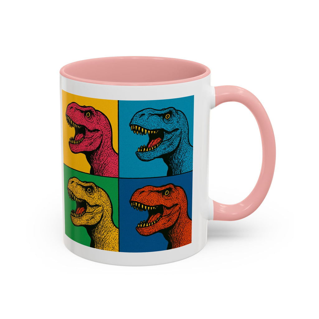Dinosaur Accent Coffee Mug - Colorful T-Rex Design, Fun Gift for Kids, Perfect for Birthdays, Coffee Lover, Dinosaur Enthusiast