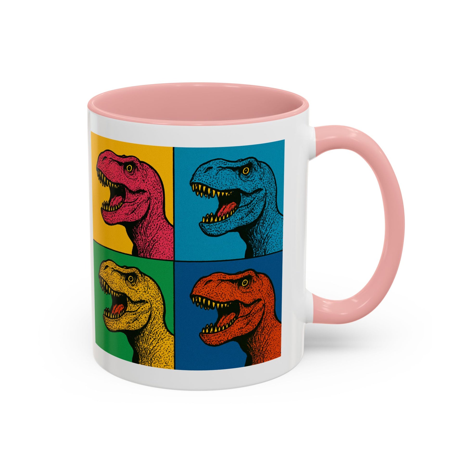 Dinosaur Accent Coffee Mug - Colorful T-Rex Design, Fun Gift for Kids, Perfect for Birthdays, Coffee Lover, Dinosaur Enthusiast