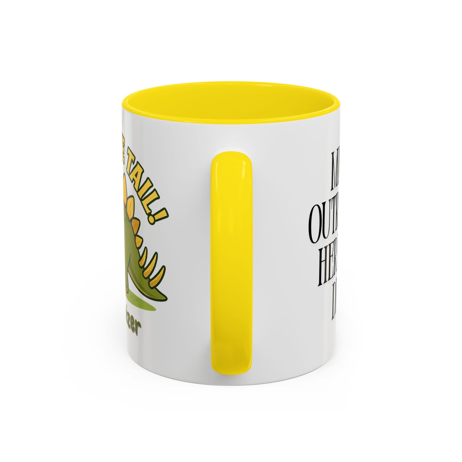 Thagomizer "Mind the Tail" Dinosaur Mug, Fun Gift for Dinosaur Lovers, Unique Office Cup, Birthday Present, Whimsical Tea or Coffee Mug