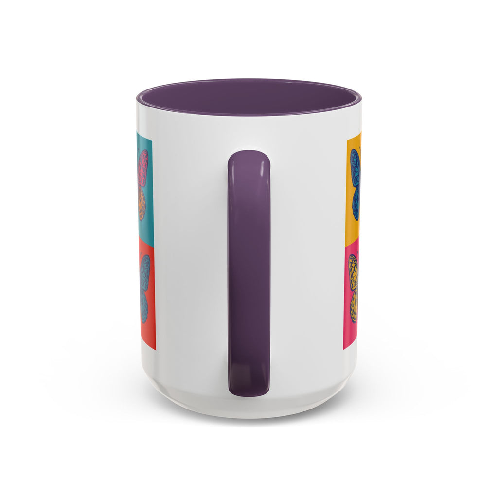 Bold Butterfly Accent Coffee Mug, Colorful Butterfly Mug, Artistic Coffee Cup, Unique Mug Gift, Retro-Inspired Drinkware