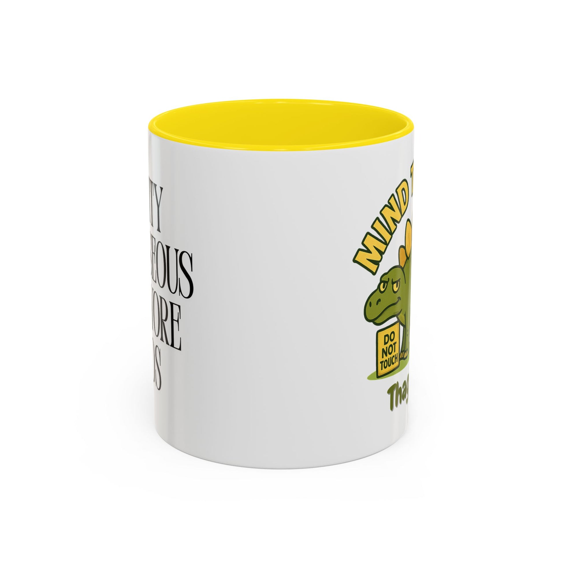 Thagomizer "Mind the Tail" Dinosaur Mug, Fun Gift for Dinosaur Lovers, Unique Office Cup, Birthday Present, Whimsical Tea or Coffee Mug