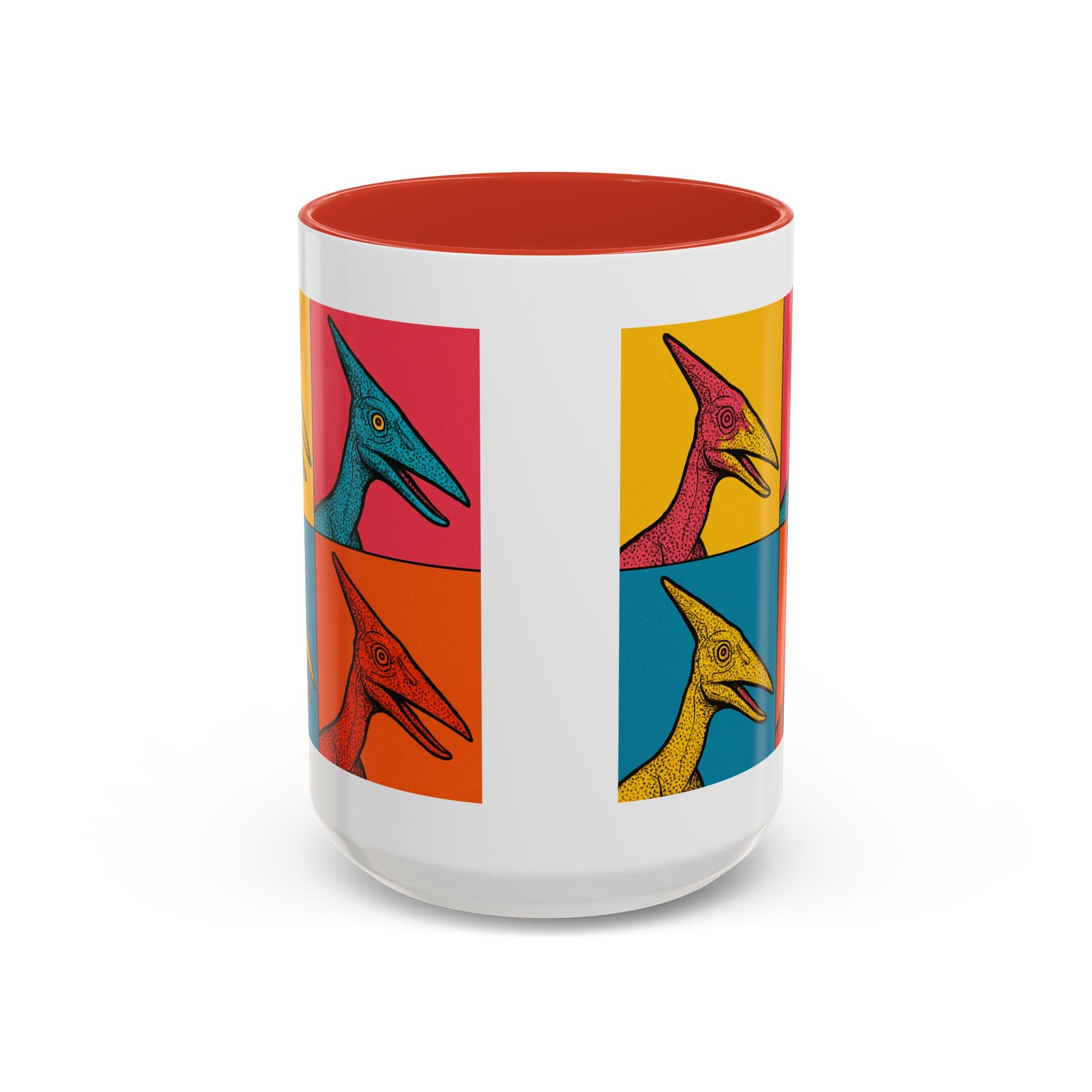 Vibrant Dinosaur Accent Coffee Mug - Quirky Gift for Pterodactyl Lovers, Unique Kitchen Decor, Colorful Ceramic Mug