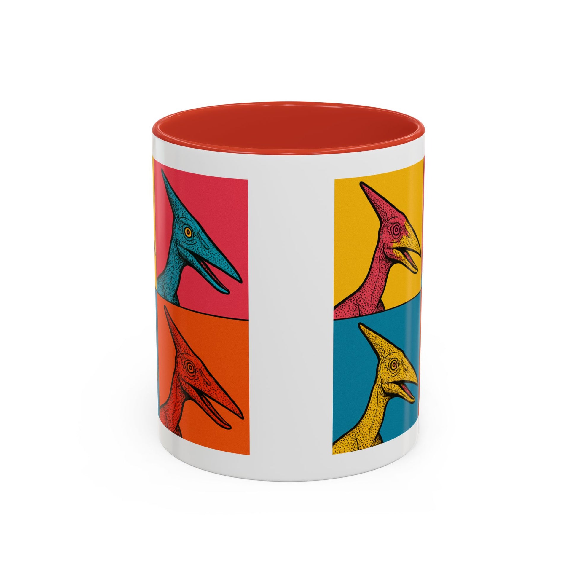 Vibrant Dinosaur Accent Coffee Mug - Quirky Gift for Pterodactyl Lovers, Unique Kitchen Decor, Colorful Ceramic Mug