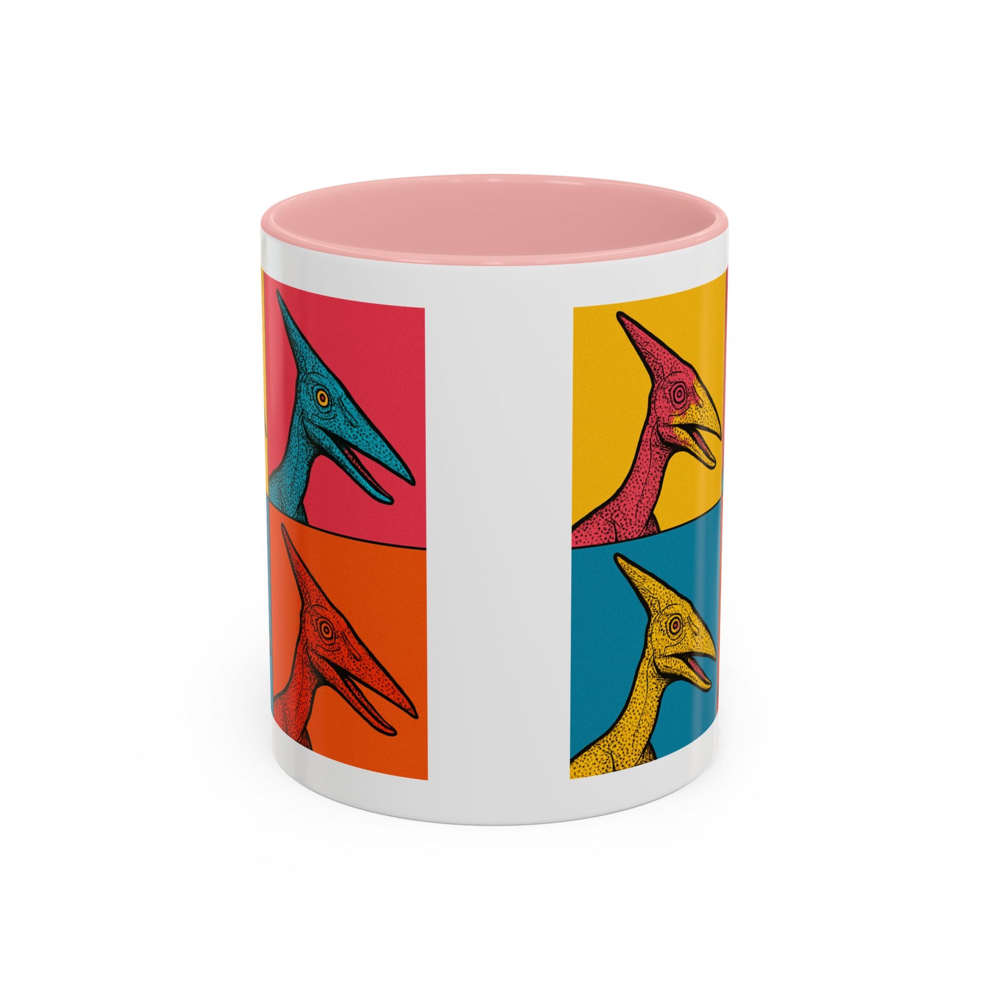 Vibrant Dinosaur Accent Coffee Mug - Quirky Gift for Pterodactyl Lovers, Unique Kitchen Decor, Colorful Ceramic Mug