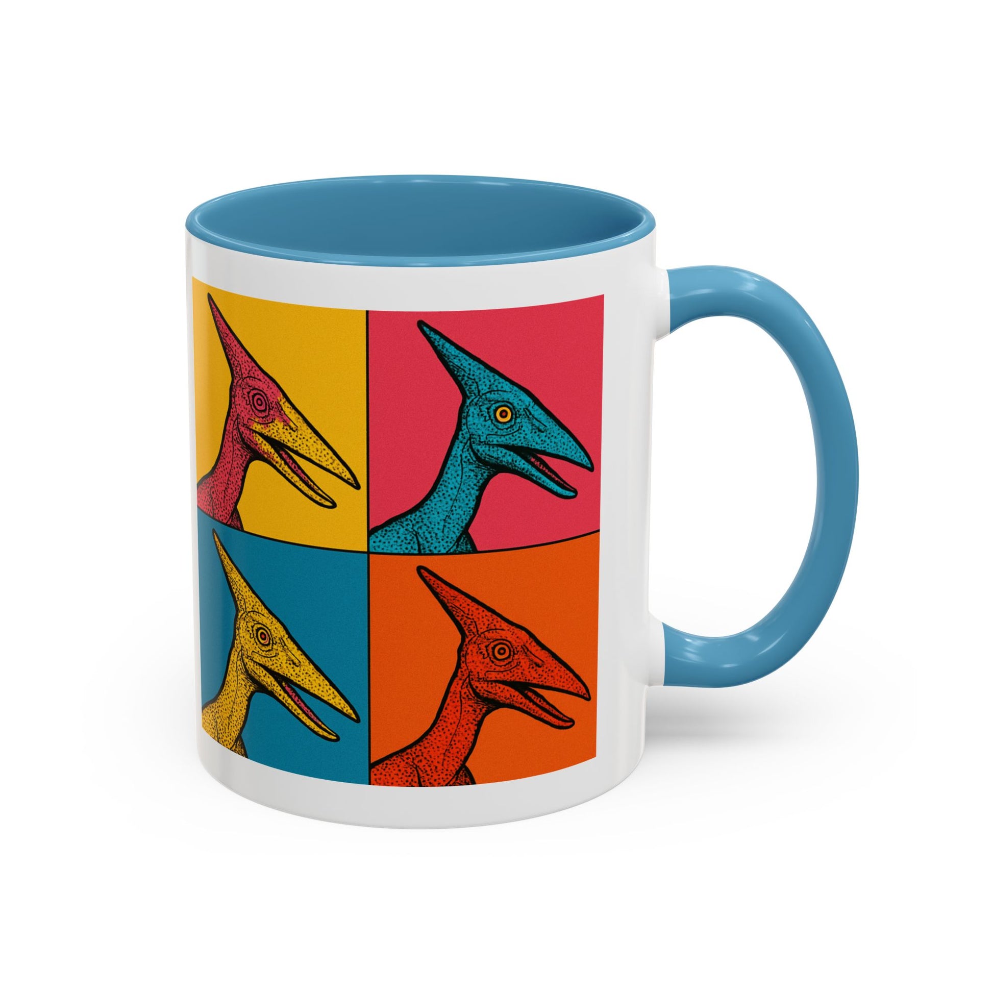 Vibrant Dinosaur Accent Coffee Mug - Quirky Gift for Pterodactyl Lovers, Unique Kitchen Decor, Colorful Ceramic Mug