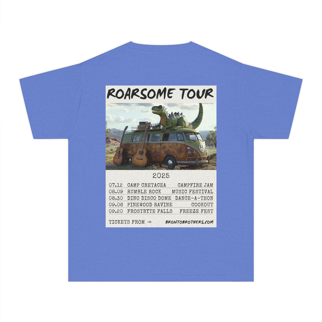 Youth Midweight Tee with Dino Adventure Design for Kids, Perfect for Summer Fun, Birthday Parties, Concerts, or Roarsome Events!
