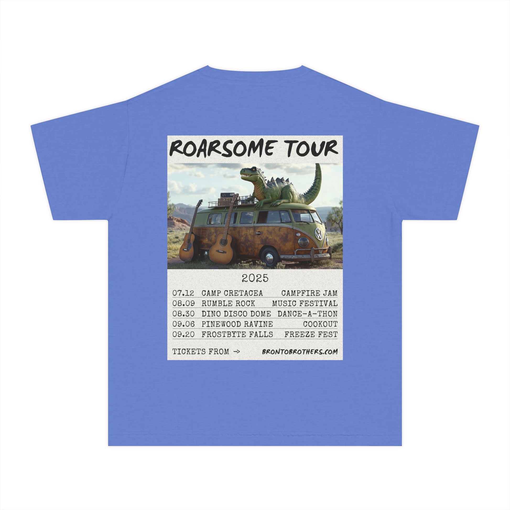 Youth Midweight Tee with Dino Adventure Design for Kids, Perfect for Summer Fun, Birthday Parties, Concerts, or Roarsome Events!