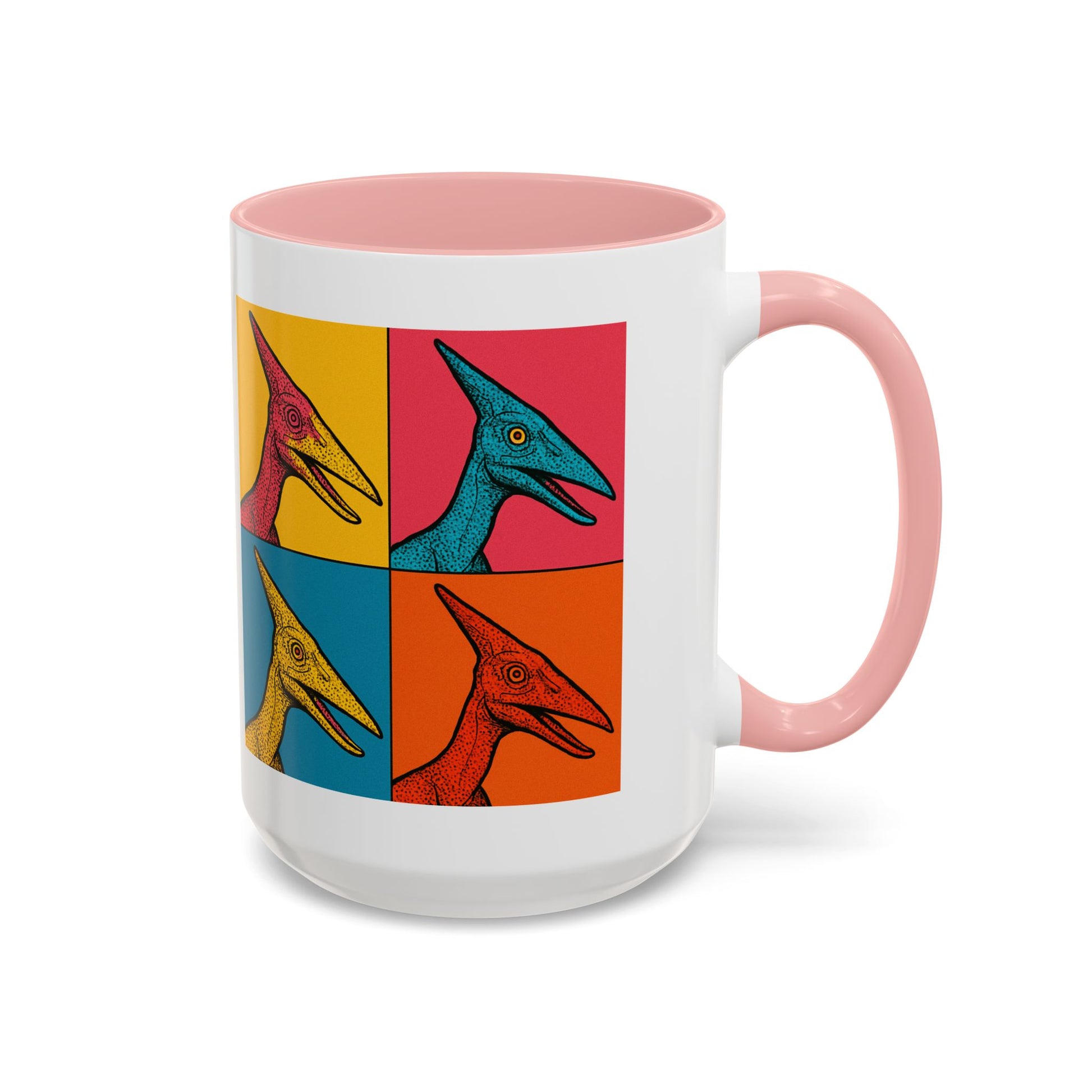 Vibrant Dinosaur Accent Coffee Mug - Quirky Gift for Pterodactyl Lovers, Unique Kitchen Decor, Colorful Ceramic Mug