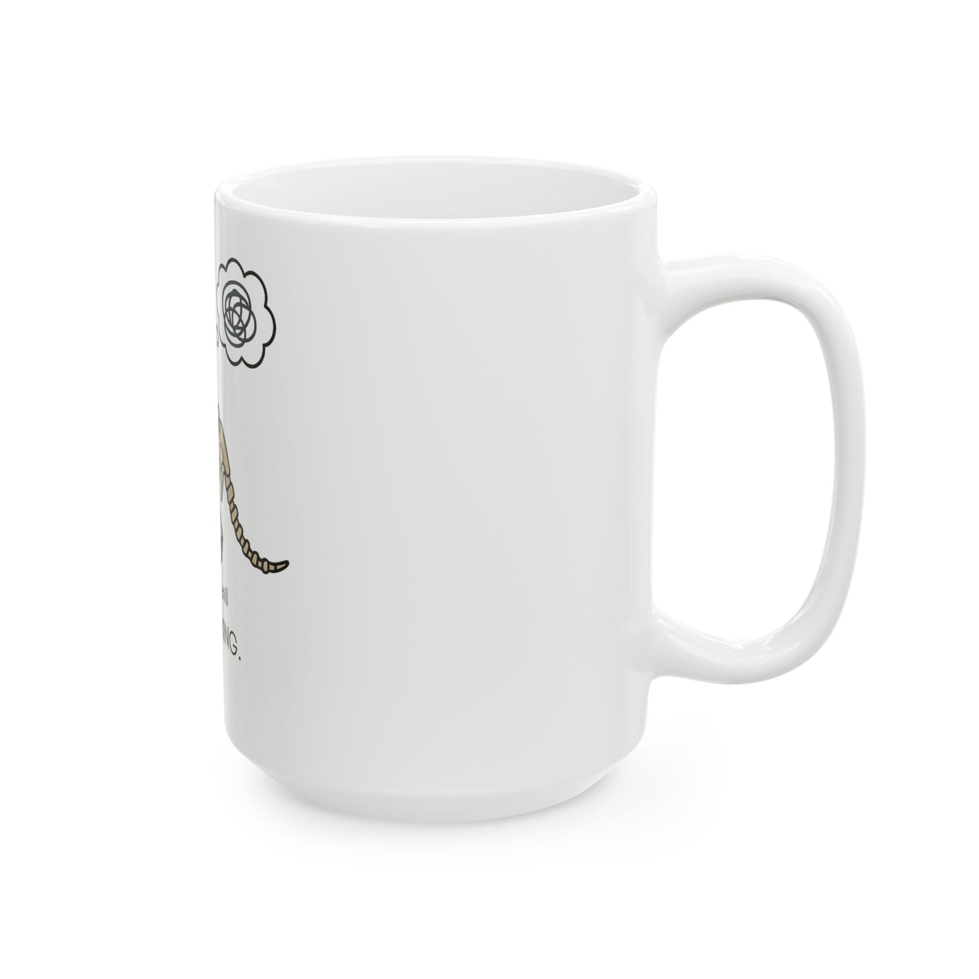 Humorous Overthinking Dinosaur Mug - Perfect Gift for Friends, Coffee Lovers, Jurassic Fans, Quirky Home Decor, Funny Office Cup
