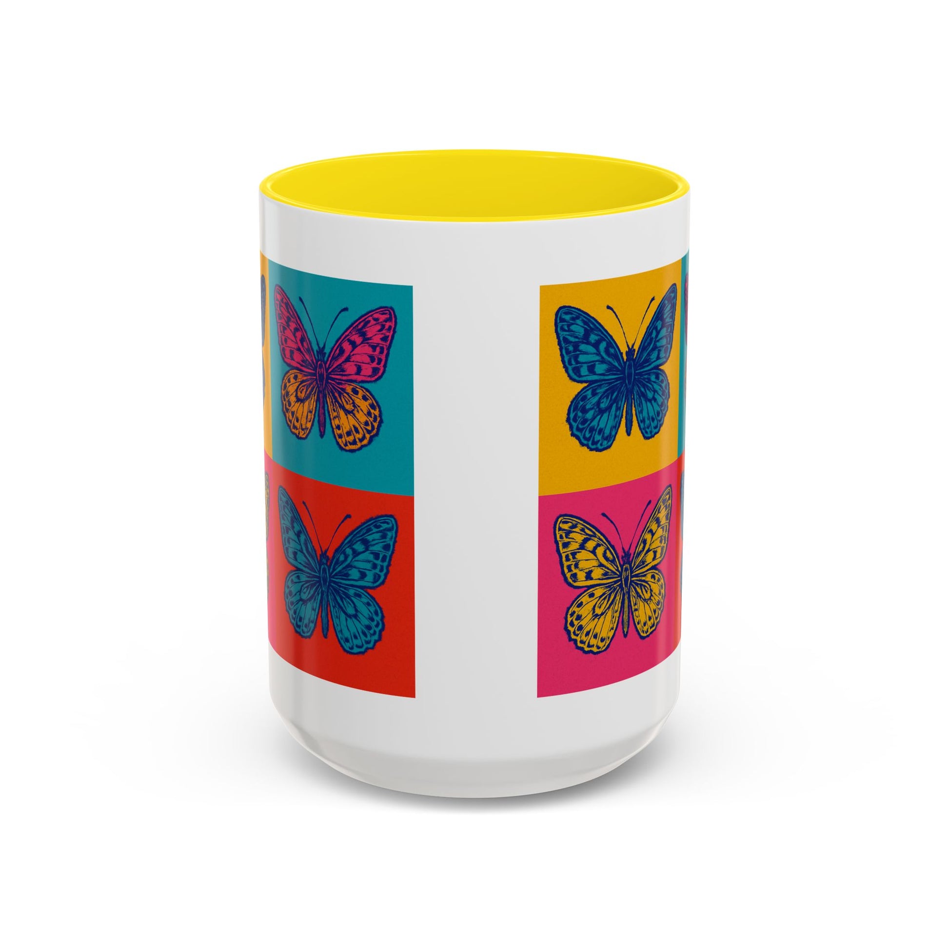 Bold Butterfly Accent Coffee Mug, Colorful Butterfly Mug, Artistic Coffee Cup, Unique Mug Gift, Retro-Inspired Drinkware