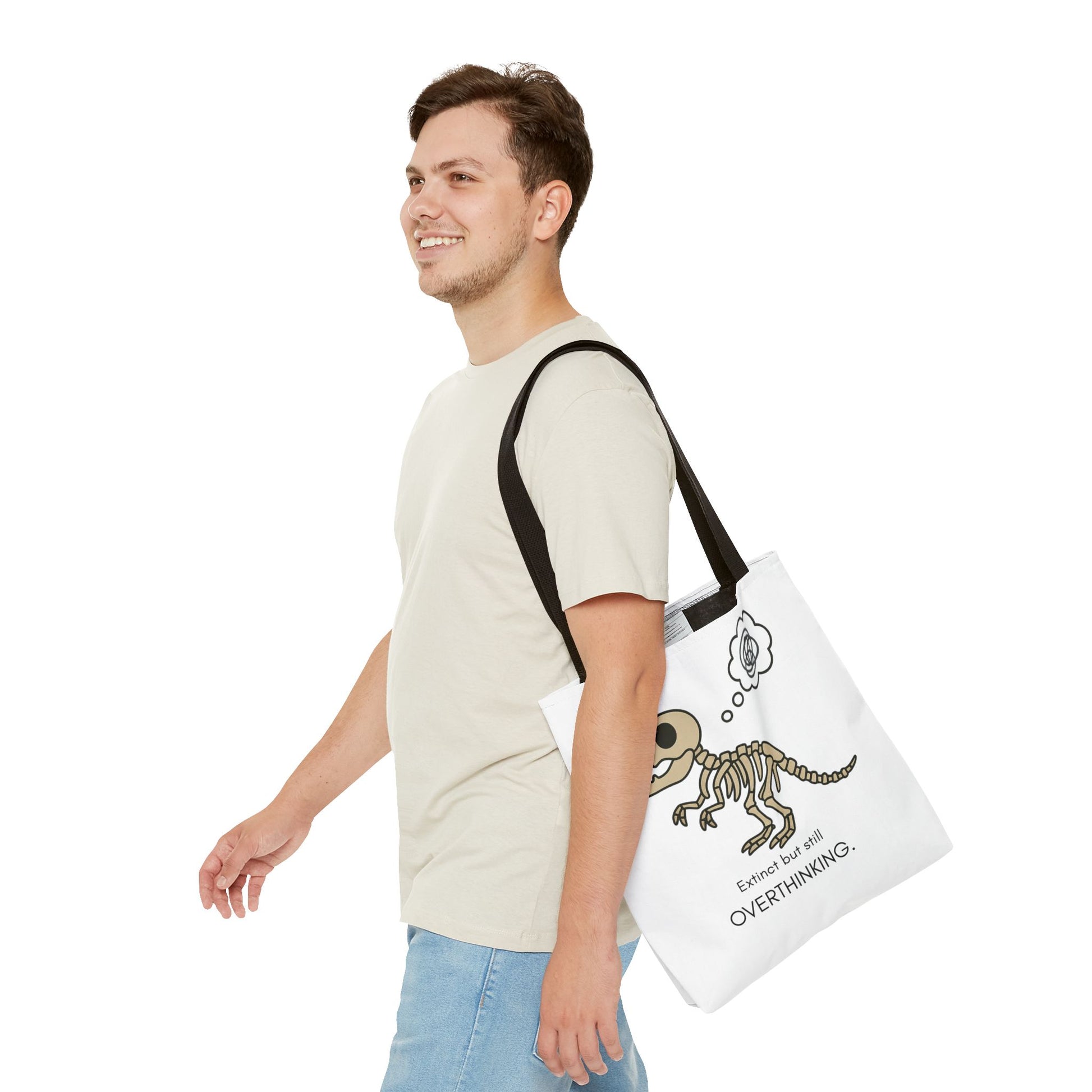 Dinosaur Tote Bag - Extinct but still OVERTHINKING, Funny Tote, Gift for Students, Eco-Friendly Carryall, Unique Shopper Bag, Cute Bag [...]