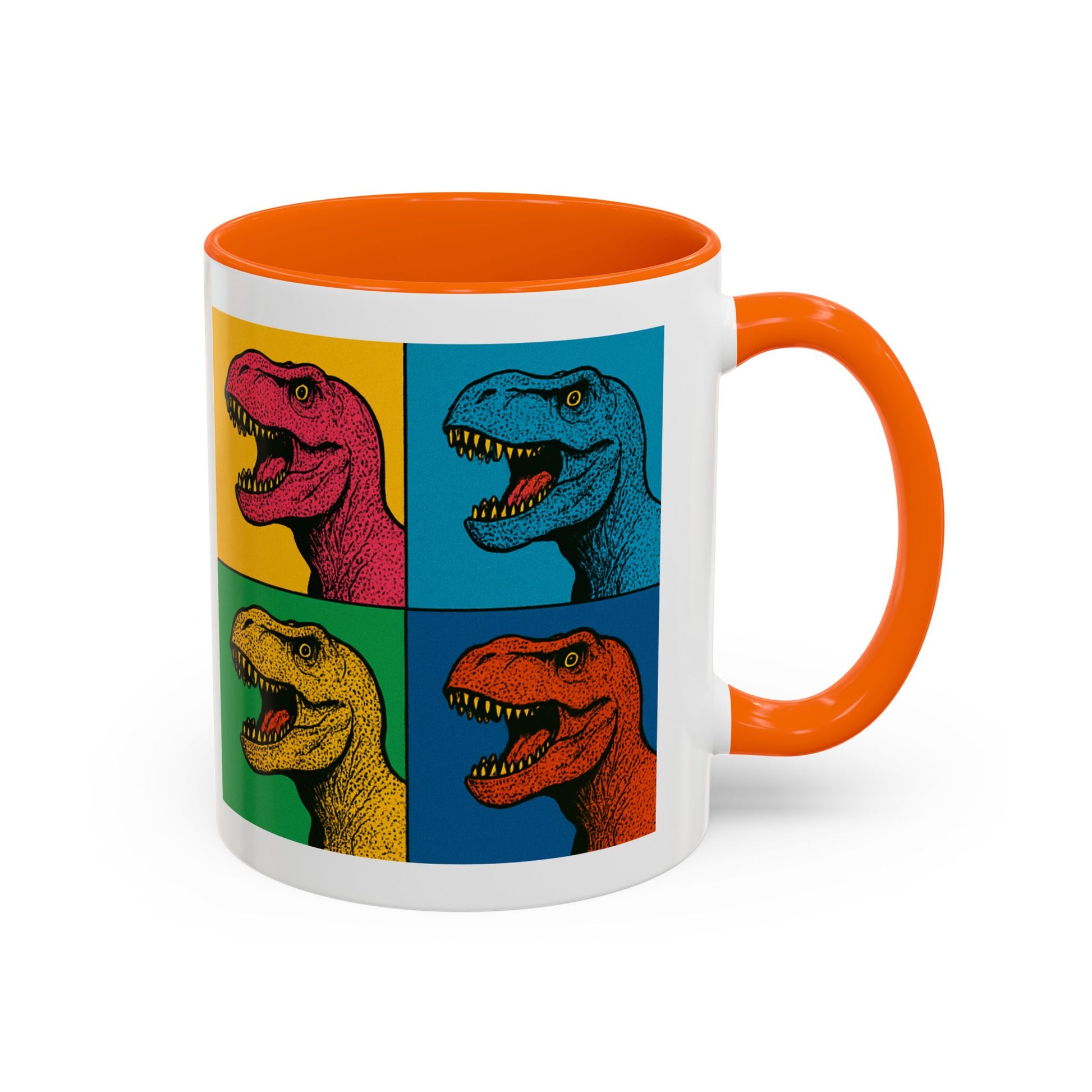 Dinosaur Accent Coffee Mug - Colorful T-Rex Design, Fun Gift for Kids, Perfect for Birthdays, Coffee Lover, Dinosaur Enthusiast