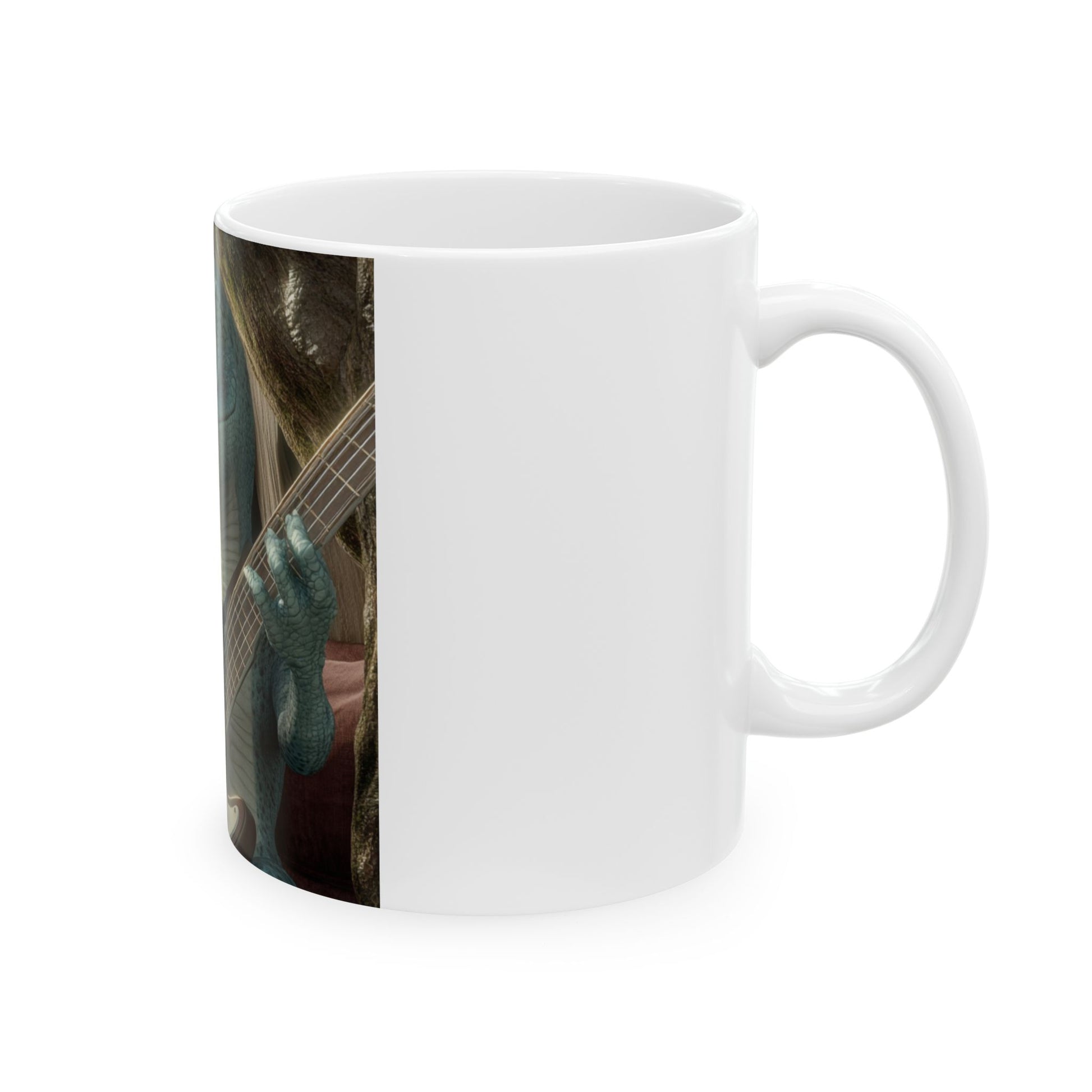 Groovy Groove Electric Bass Player, Dinosaur Coffee Mug, Bronto Brothers