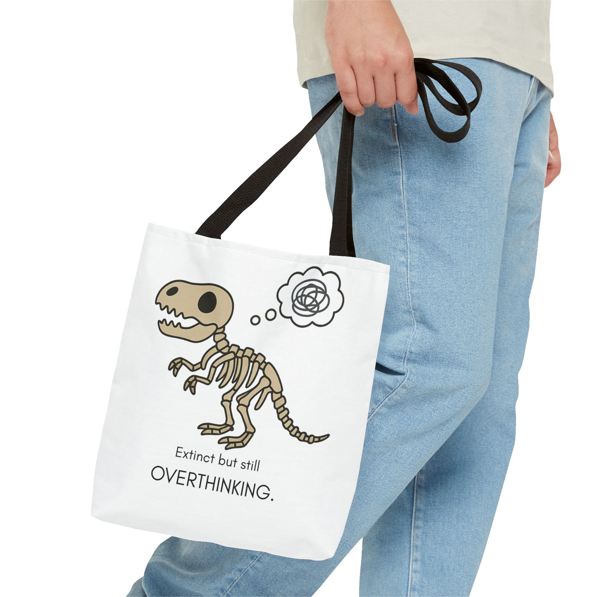 Dinosaur Tote Bag - Extinct but still OVERTHINKING, Funny Tote, Gift for Students, Eco-Friendly Carryall, Unique Shopper Bag, Cute Bag [...]