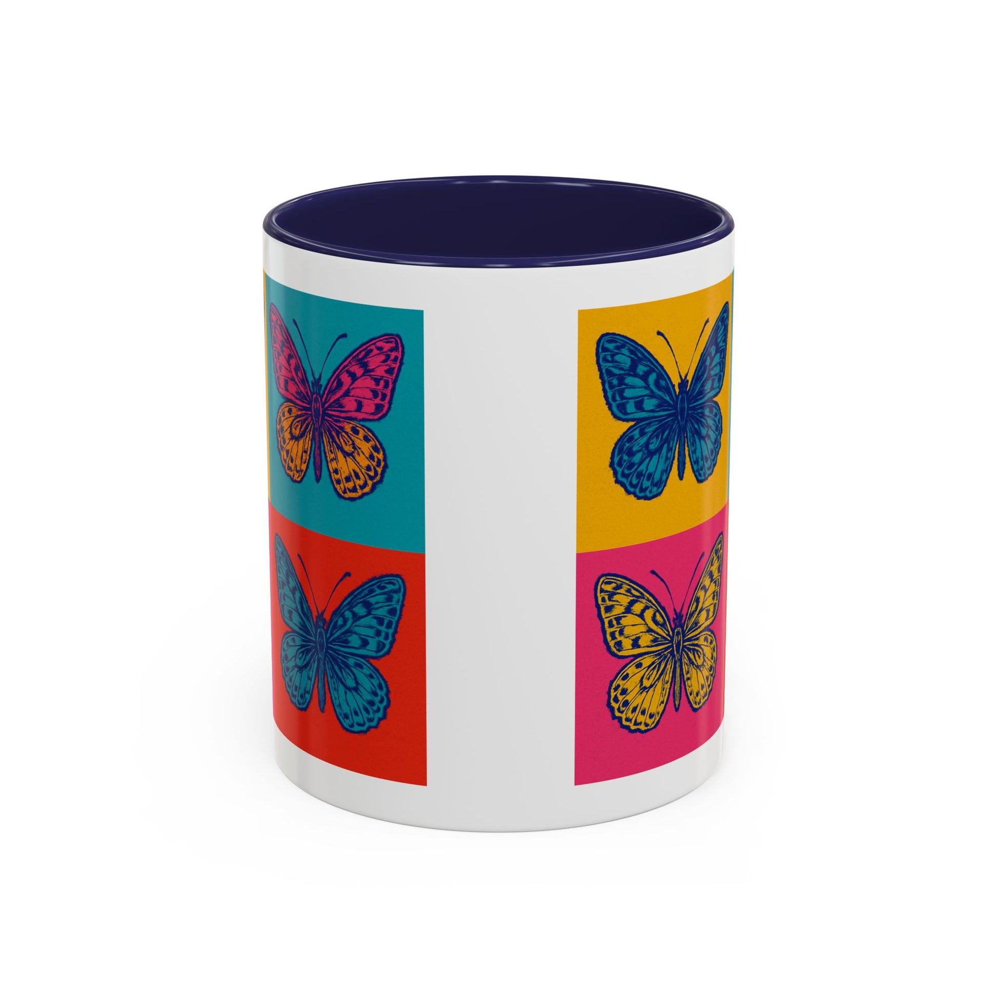 Bold Butterfly Accent Coffee Mug, Colorful Butterfly Mug, Artistic Coffee Cup, Unique Mug Gift, Retro-Inspired Drinkware