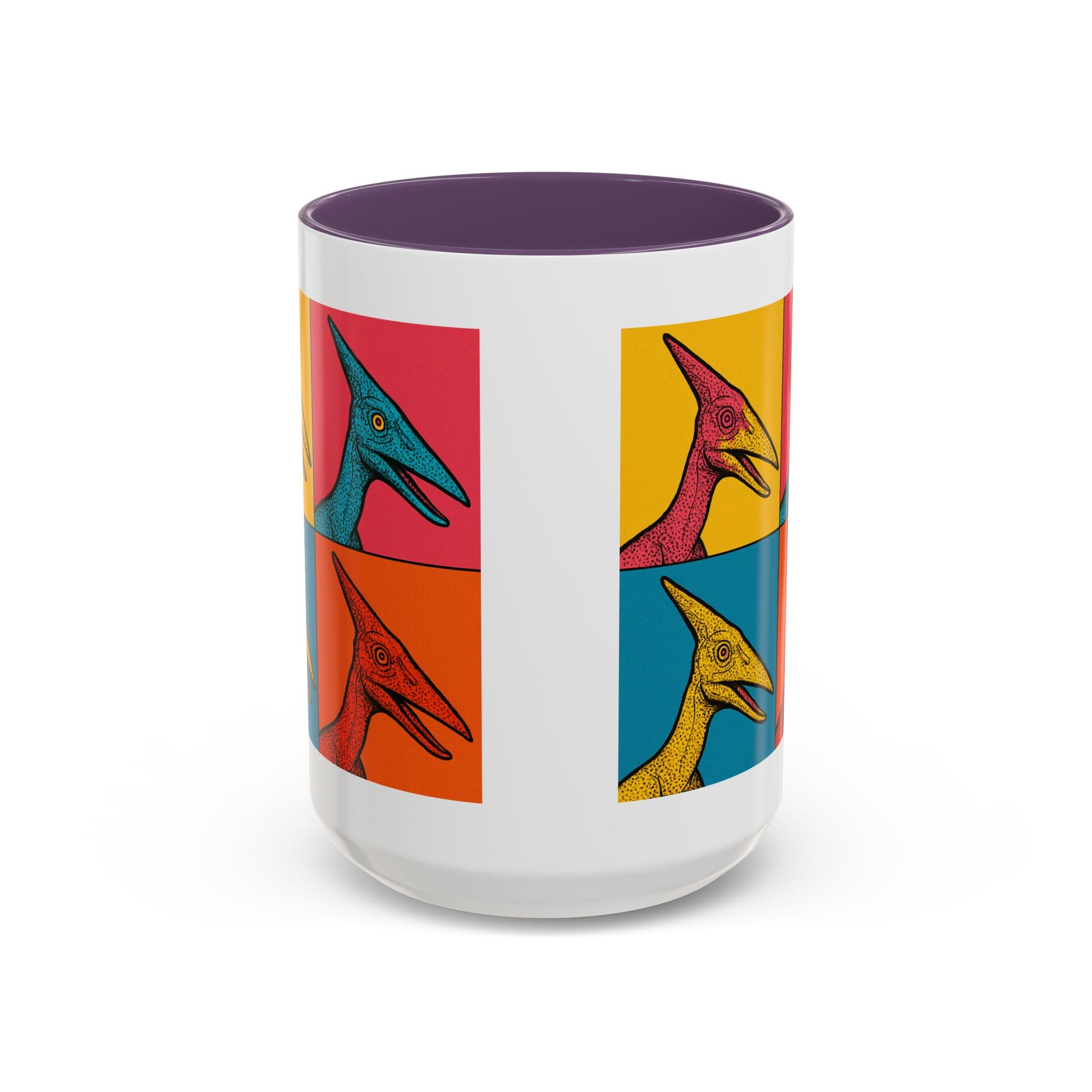 Vibrant Dinosaur Accent Coffee Mug - Quirky Gift for Pterodactyl Lovers, Unique Kitchen Decor, Colorful Ceramic Mug