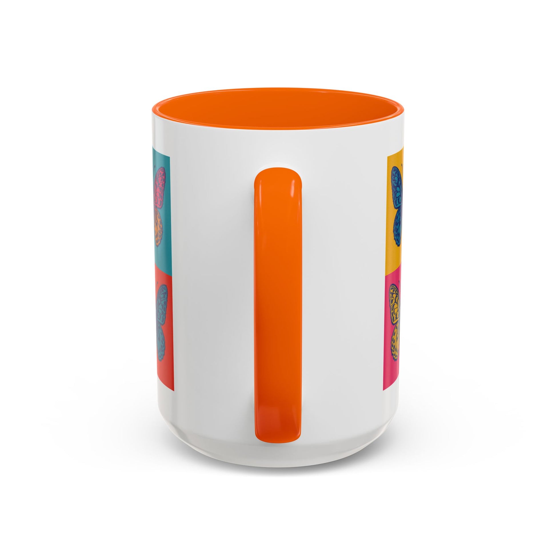 Bold Butterfly Accent Coffee Mug, Colorful Butterfly Mug, Artistic Coffee Cup, Unique Mug Gift, Retro-Inspired Drinkware