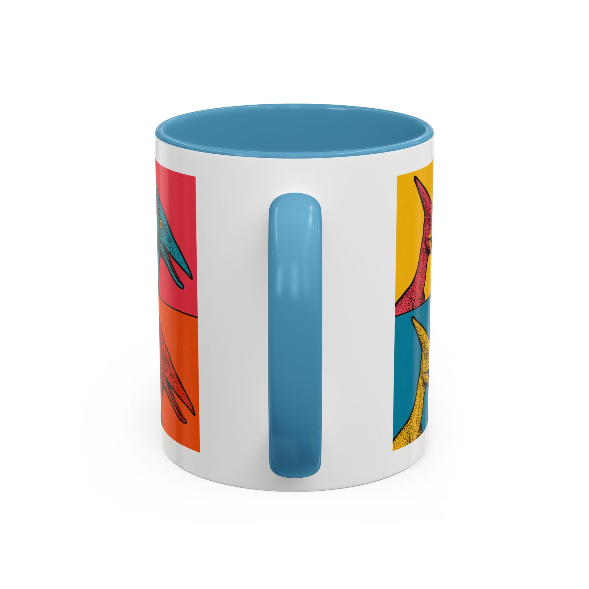 Vibrant Dinosaur Accent Coffee Mug - Quirky Gift for Pterodactyl Lovers, Unique Kitchen Decor, Colorful Ceramic Mug