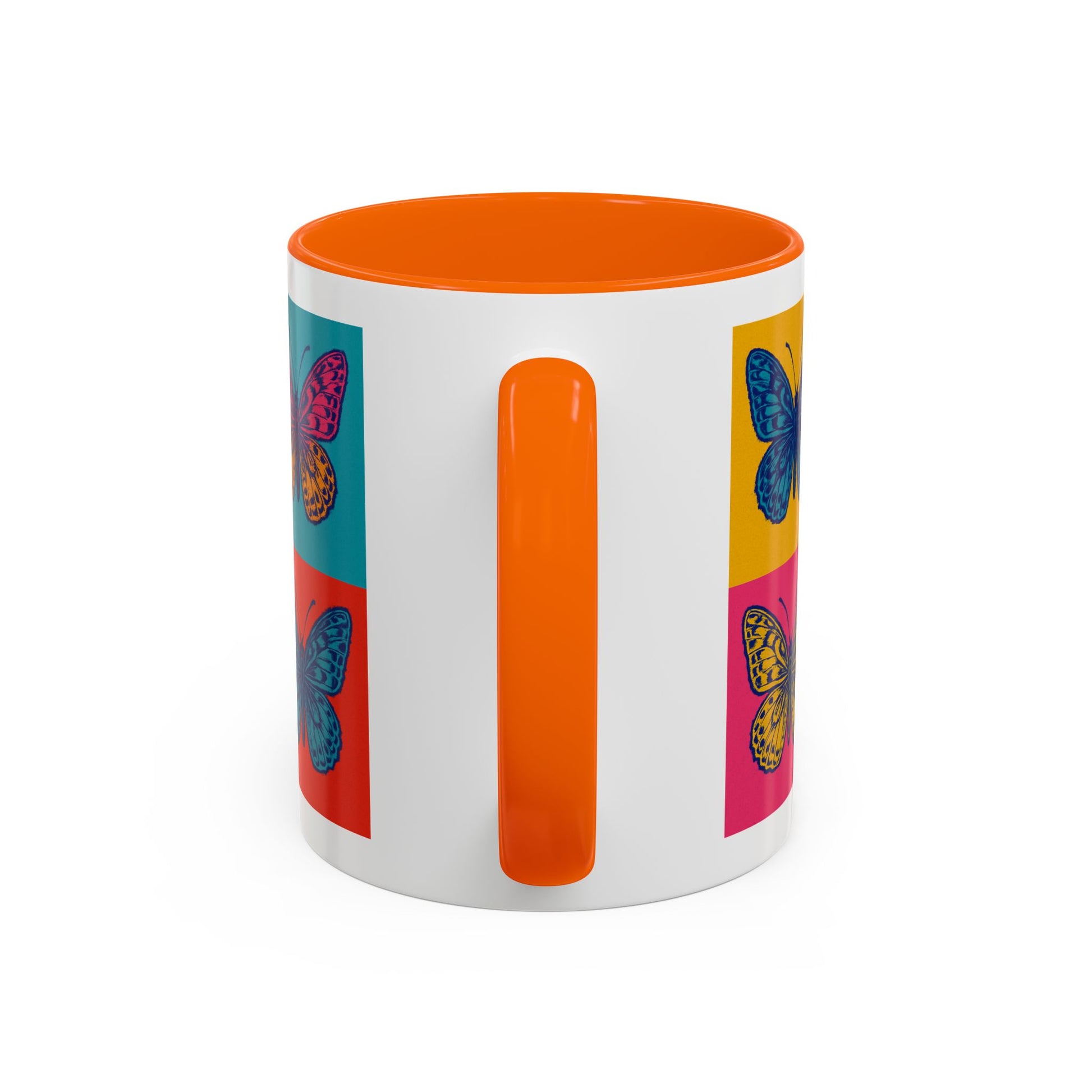 Bold Butterfly Accent Coffee Mug, Colorful Butterfly Mug, Artistic Coffee Cup, Unique Mug Gift, Retro-Inspired Drinkware
