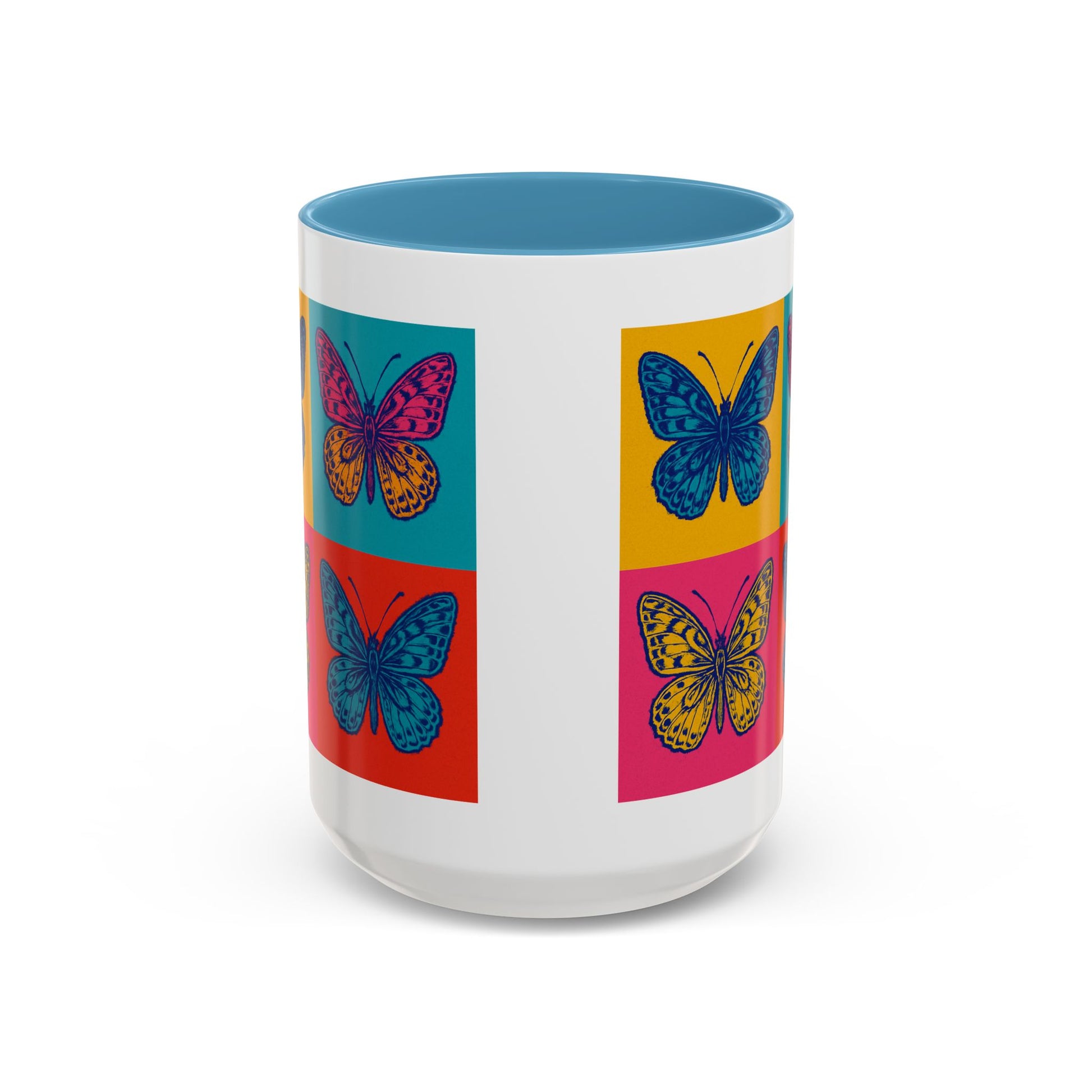 Bold Butterfly Accent Coffee Mug, Colorful Butterfly Mug, Artistic Coffee Cup, Unique Mug Gift, Retro-Inspired Drinkware