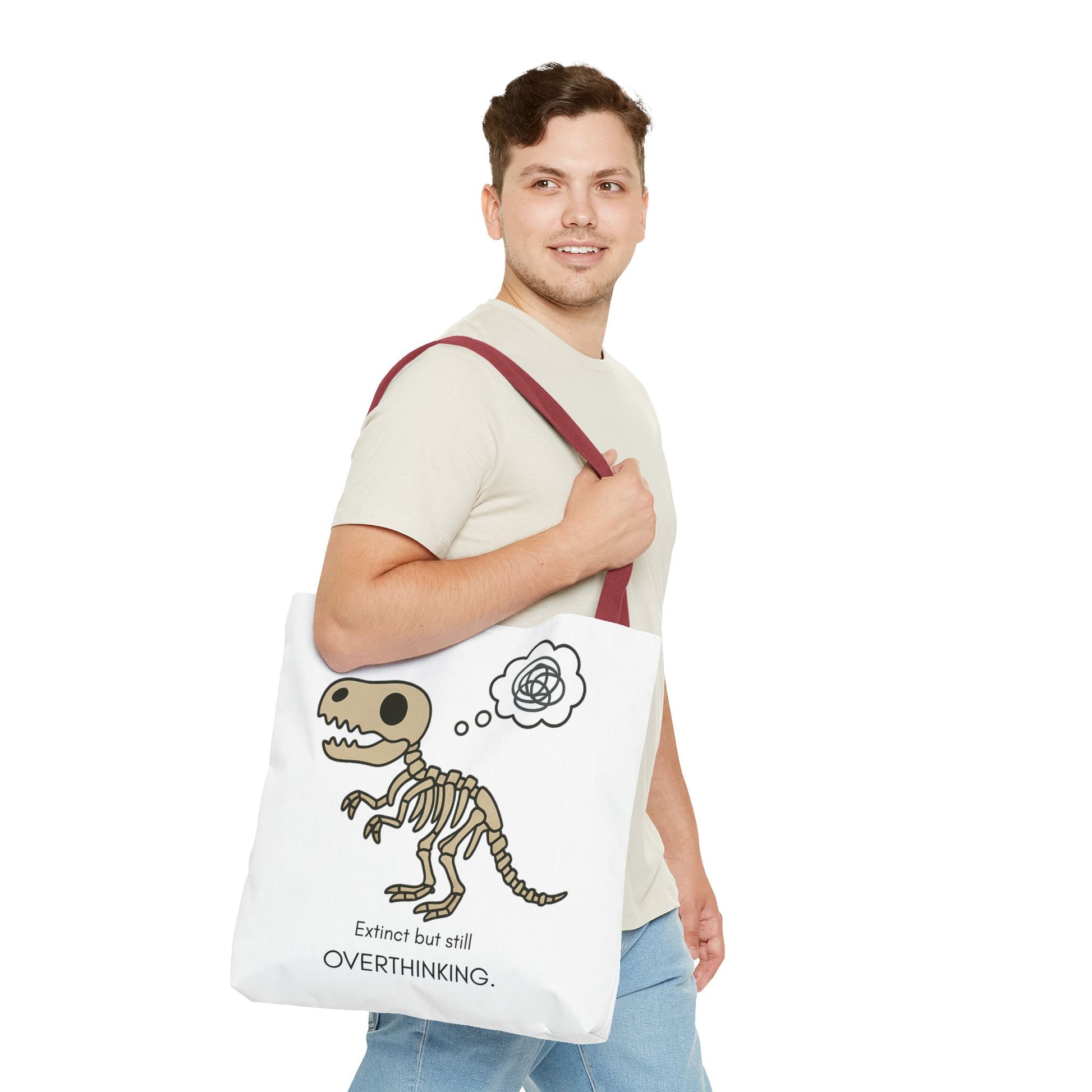 Dinosaur Tote Bag - Extinct but still OVERTHINKING, Funny Tote, Gift for Students, Eco-Friendly Carryall, Unique Shopper Bag, Cute Bag [...]