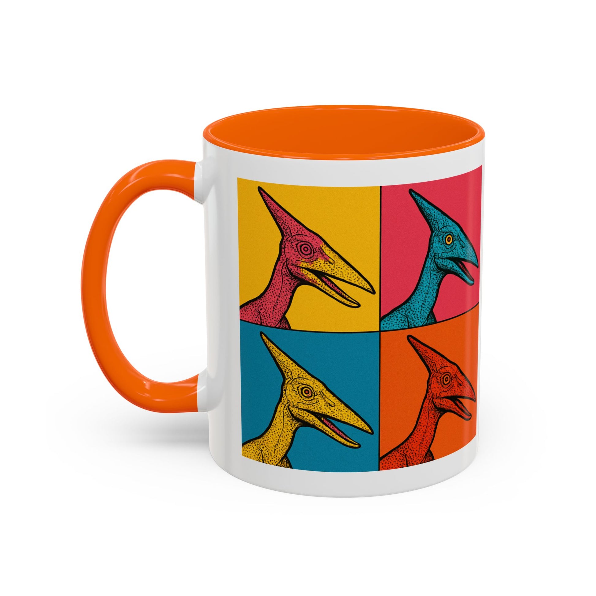 Vibrant Dinosaur Accent Coffee Mug - Quirky Gift for Pterodactyl Lovers, Unique Kitchen Decor, Colorful Ceramic Mug