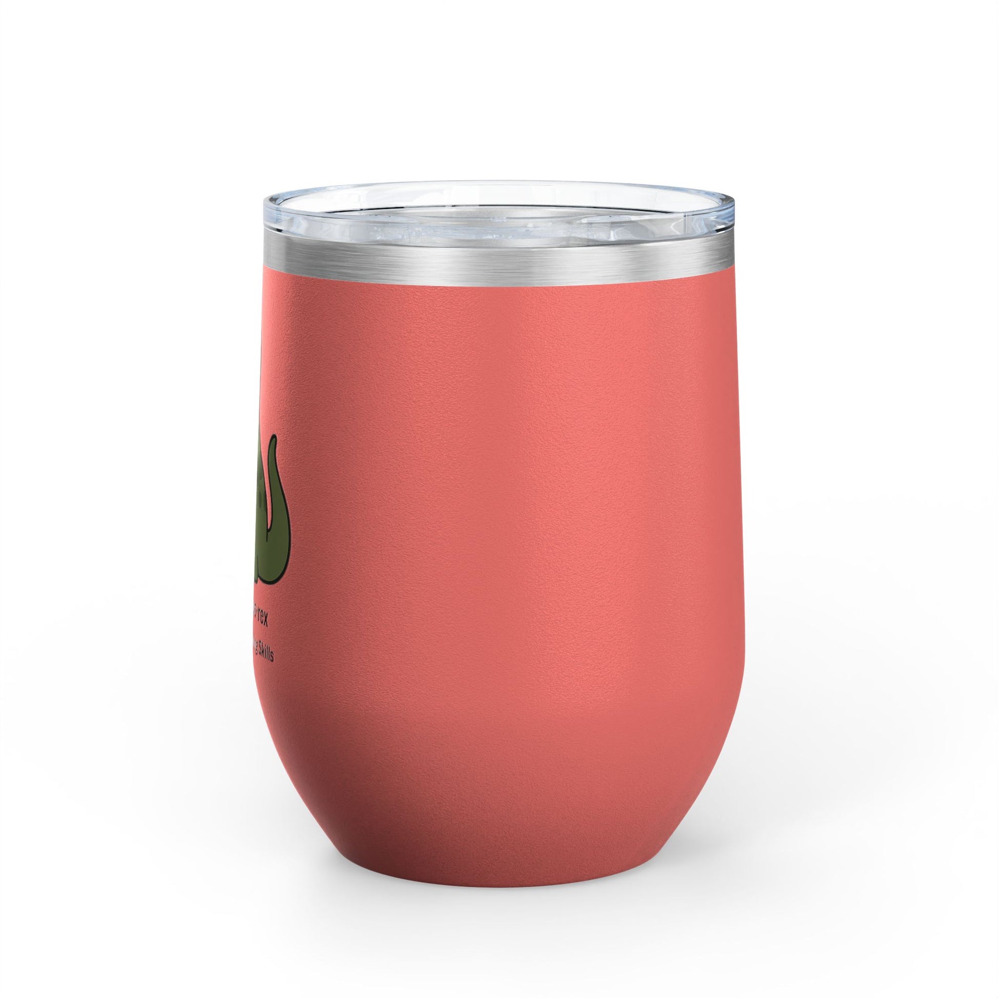 Wine Tumbler with Dinosaur Anxiety, Funny Gift for Dinosaur Lovers, Cute Travel Mug, Humor for Wine Enthusiasts, T-Rex Coping Skills Cup