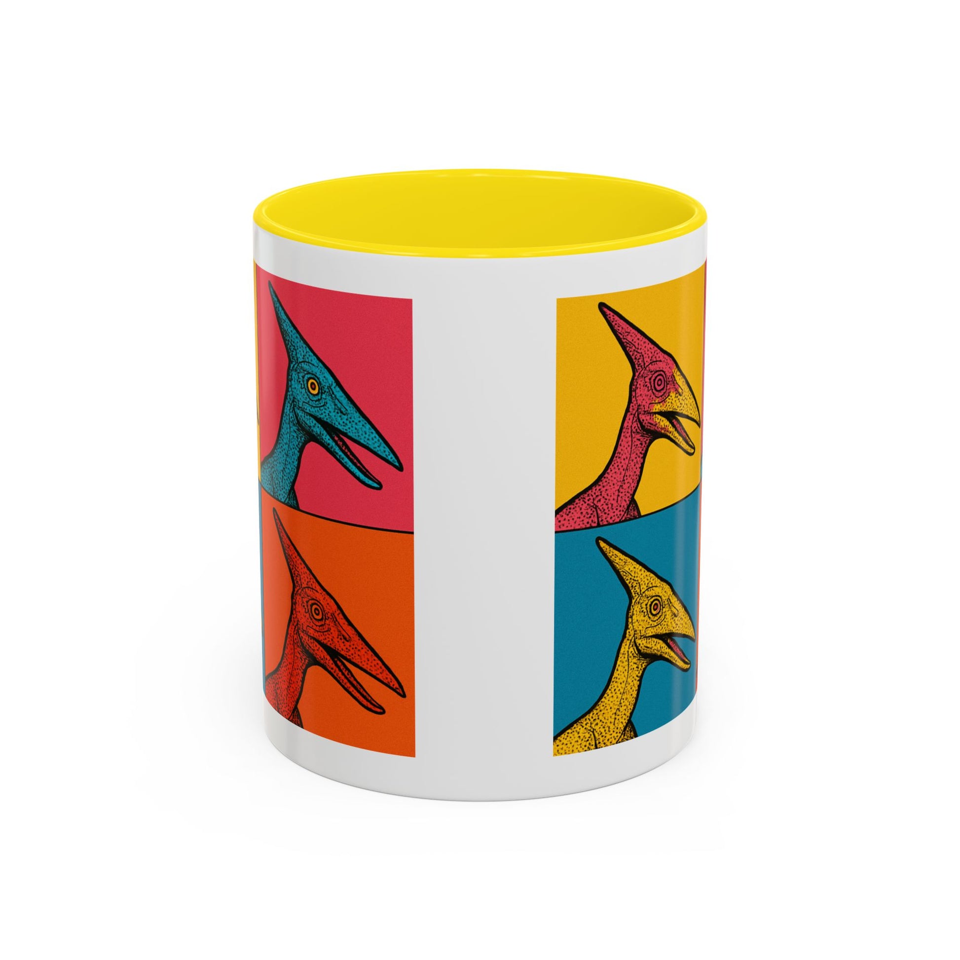 Vibrant Dinosaur Accent Coffee Mug - Quirky Gift for Pterodactyl Lovers, Unique Kitchen Decor, Colorful Ceramic Mug