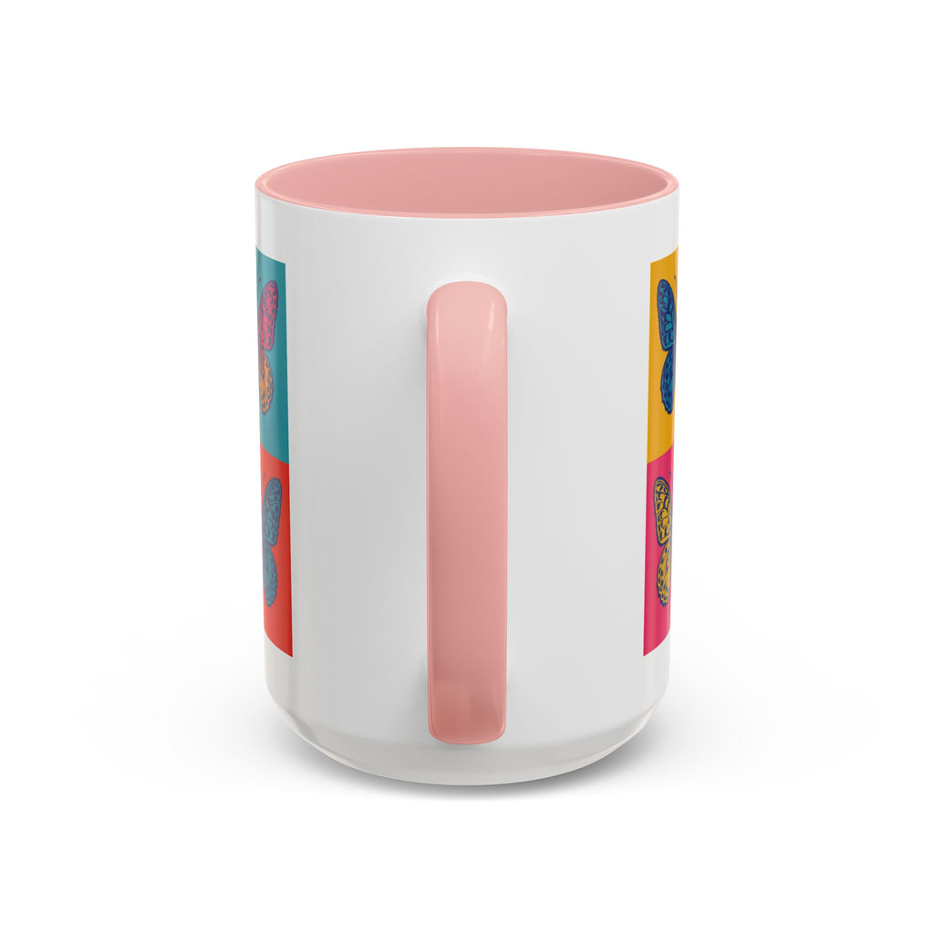 Bold Butterfly Accent Coffee Mug, Colorful Butterfly Mug, Artistic Coffee Cup, Unique Mug Gift, Retro-Inspired Drinkware
