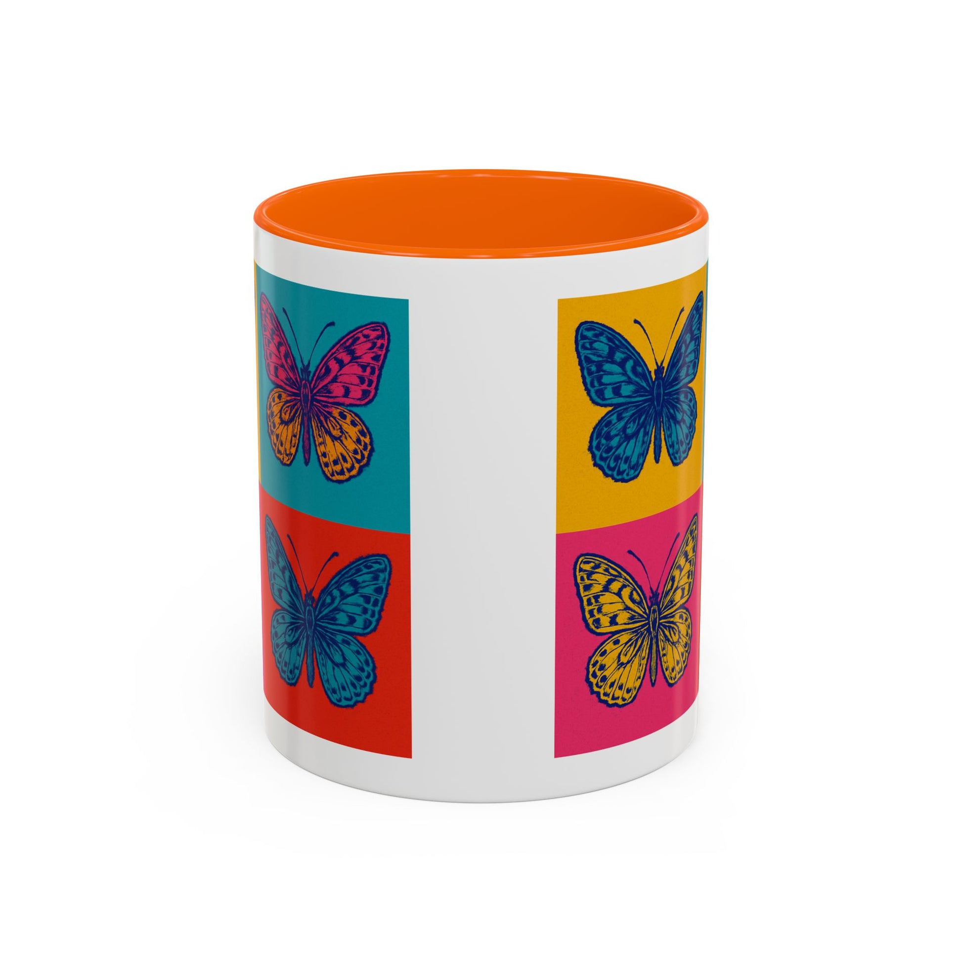 Bold Butterfly Accent Coffee Mug, Colorful Butterfly Mug, Artistic Coffee Cup, Unique Mug Gift, Retro-Inspired Drinkware