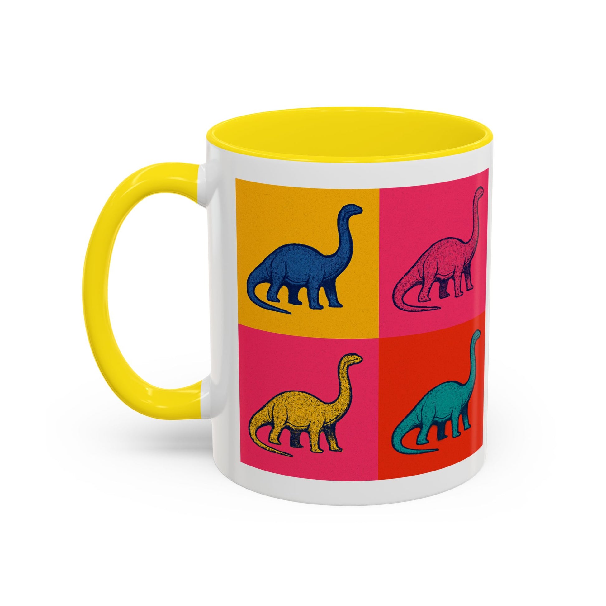 Colorful Dinosaur Accent Coffee Mug - Fun Gift for Dino Lovers, Cute Drinkware for Birthdays, Unique Home Decor, Dinosaur Themed