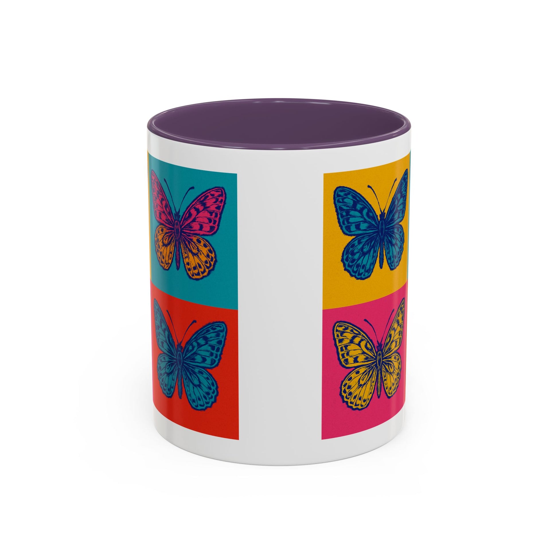 Bold Butterfly Accent Coffee Mug, Colorful Butterfly Mug, Artistic Coffee Cup, Unique Mug Gift, Retro-Inspired Drinkware