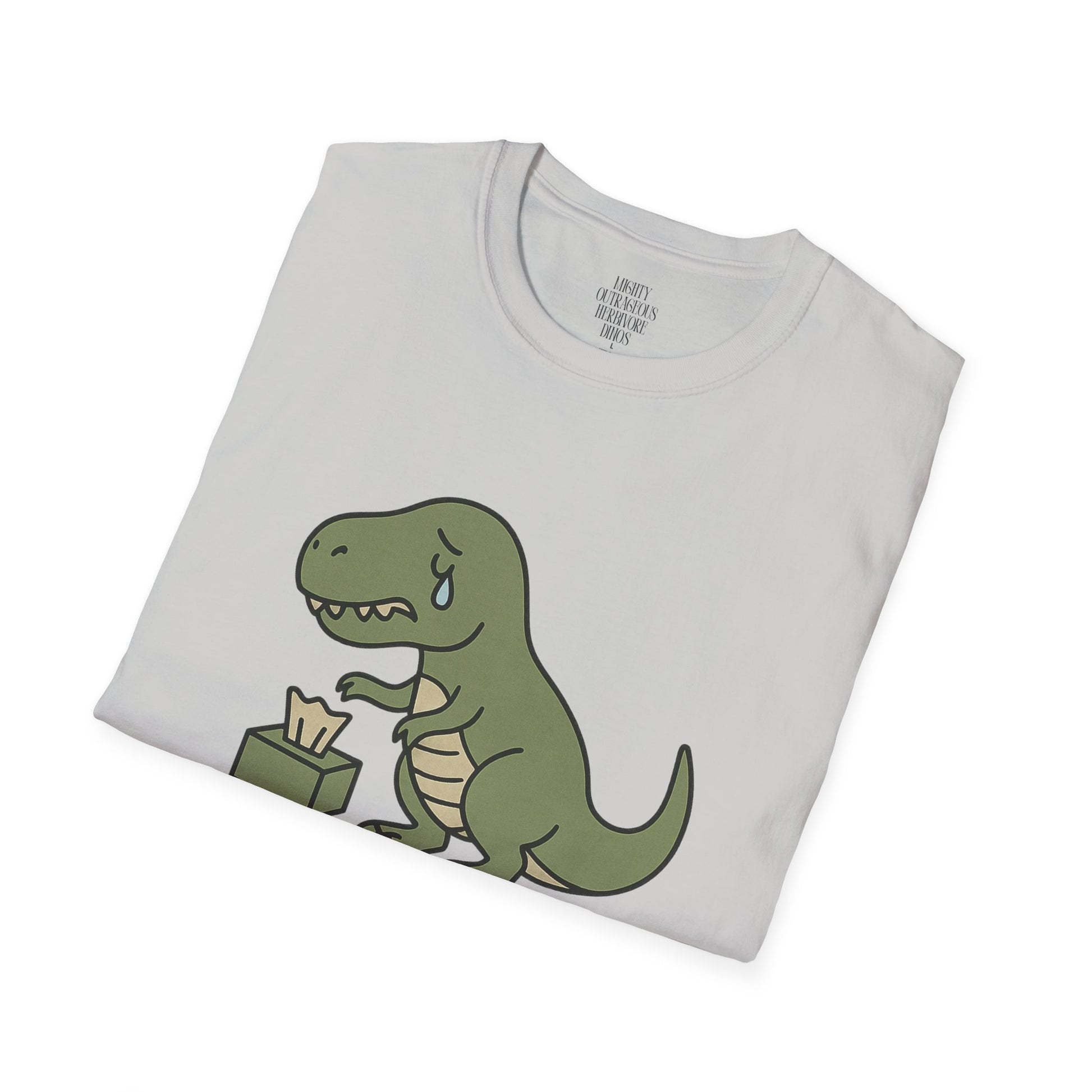 Funny Dinosaur T-Shirt, Cute Gift for Dino Lovers, Tiny Arms Big Emotions Tee, Unisex Softstyle Tee, Quirky Fashion, Humor Shirt