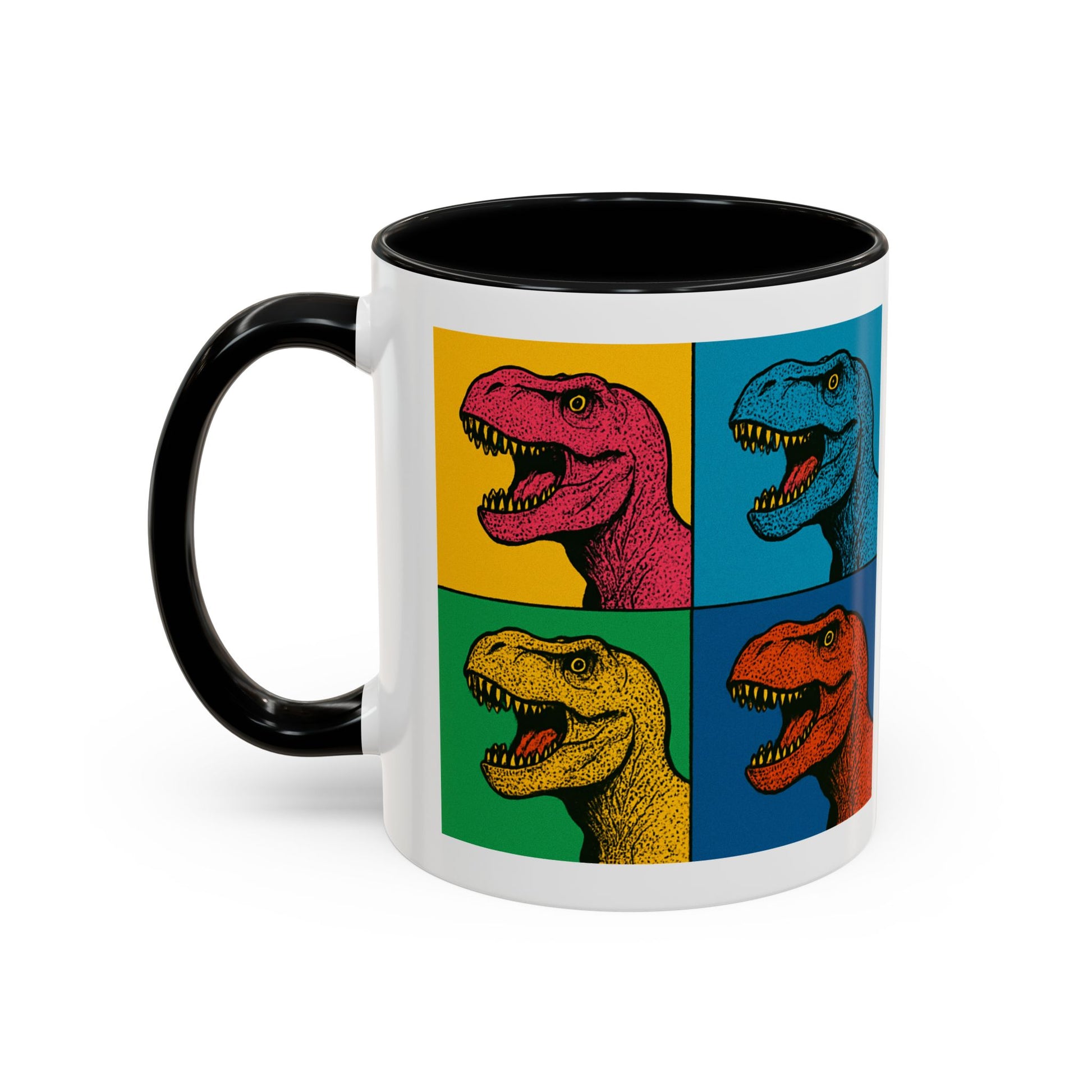Dinosaur Accent Coffee Mug - Colorful T-Rex Design, Fun Gift for Kids, Perfect for Birthdays, Coffee Lover, Dinosaur Enthusiast