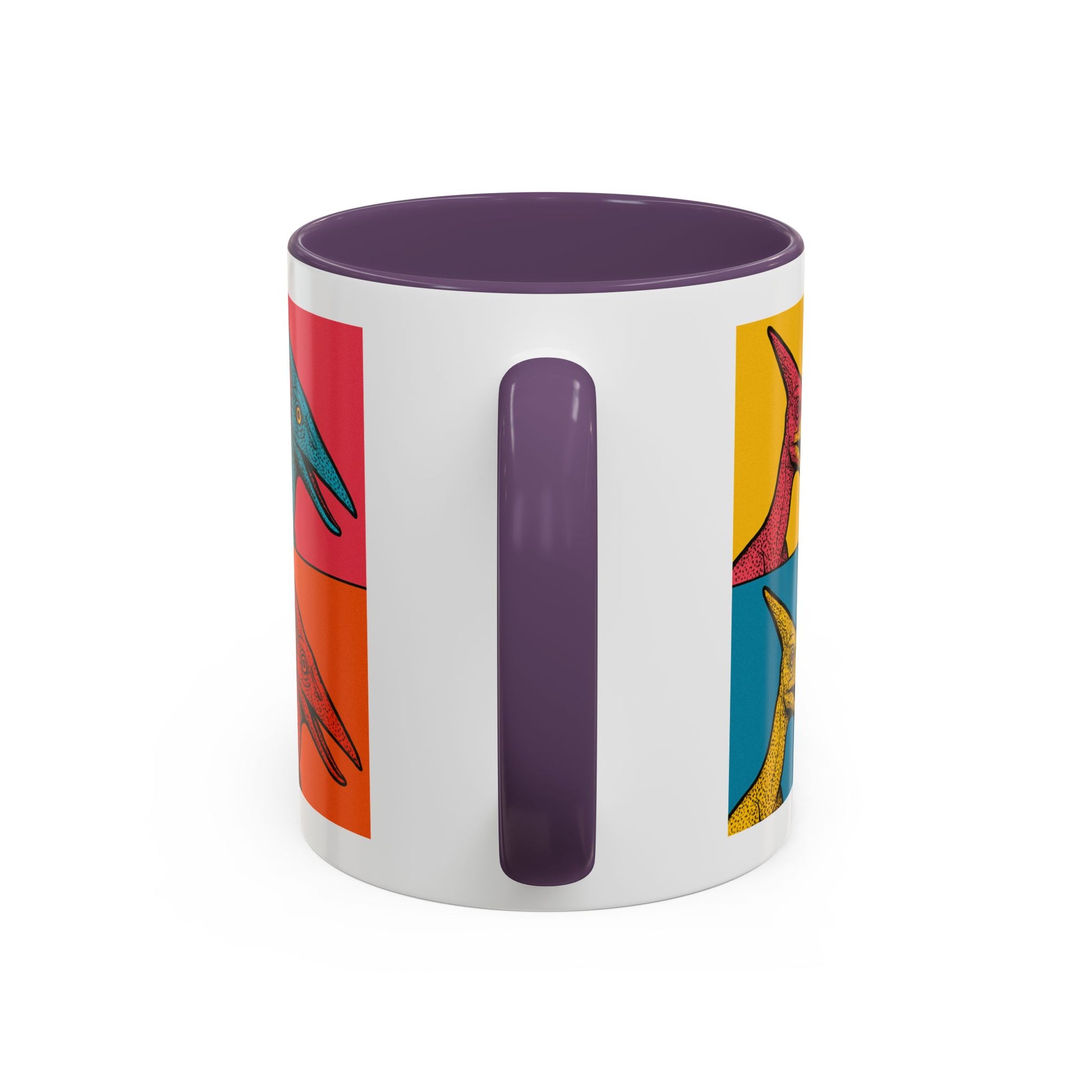 Vibrant Dinosaur Accent Coffee Mug - Quirky Gift for Pterodactyl Lovers, Unique Kitchen Decor, Colorful Ceramic Mug