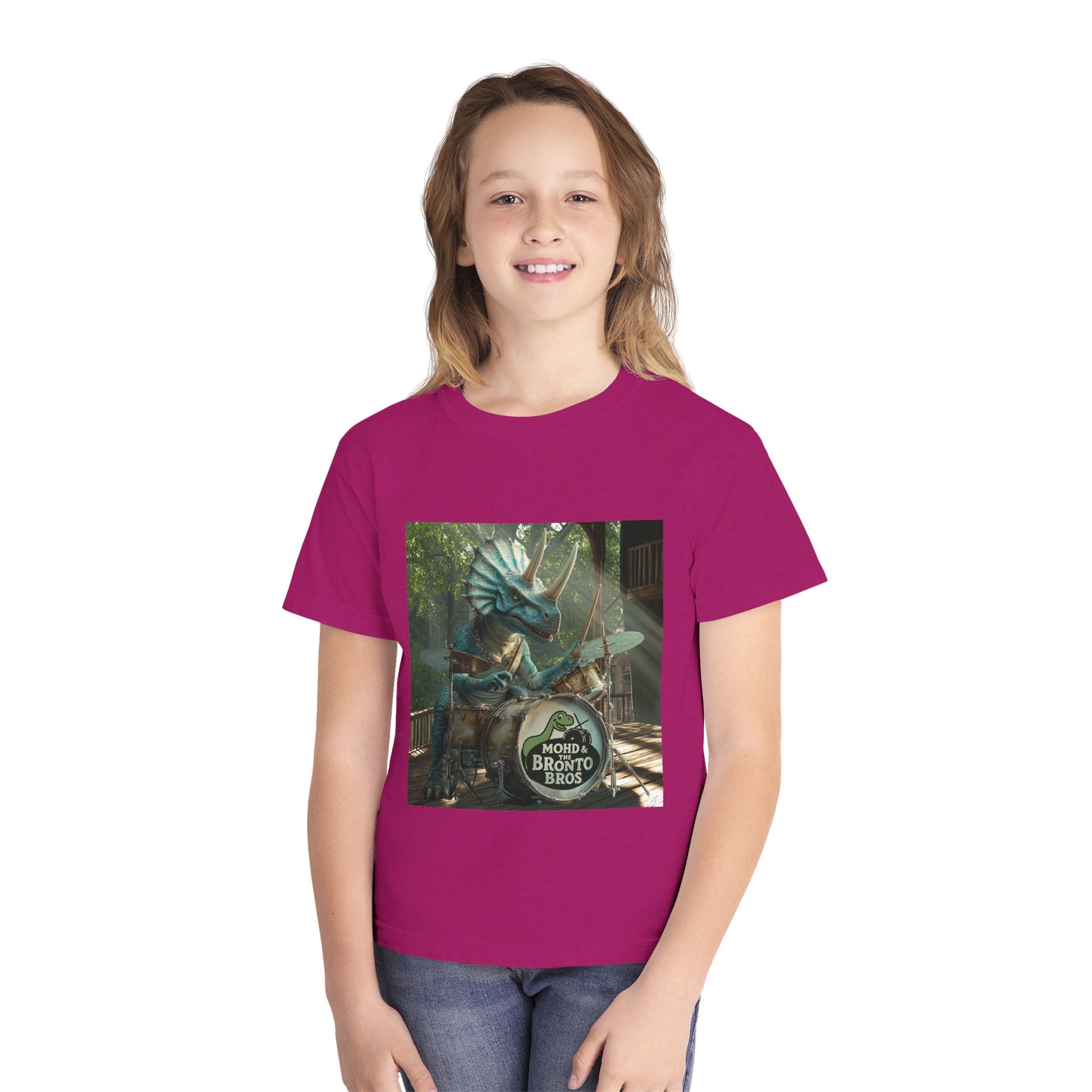Youth Midweight Tee with Dino Adventure Design for Kids, Perfect for Summer Fun, Birthday Parties, Concerts, or Roarsome Events!