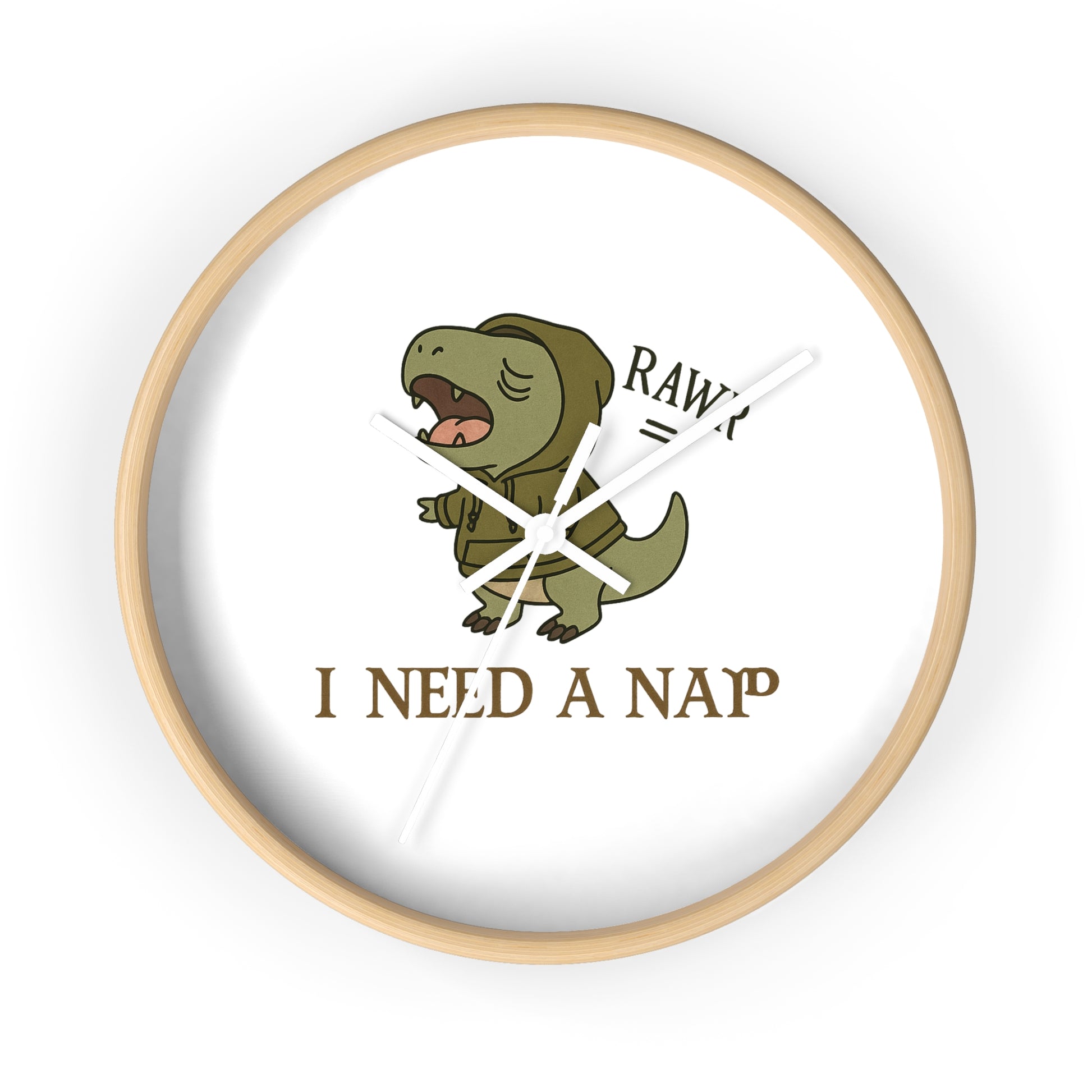 Dinosaur Nap Time Wall Clock, Cute T-Rex Clock, Kids Room Decor, Fun Wall Art, Gift for Dino Lovers, Nursery Wall Clock