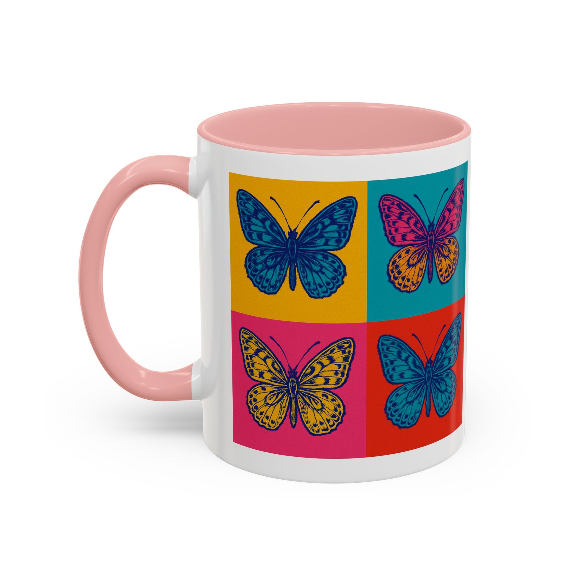Bold Butterfly Accent Coffee Mug, Colorful Butterfly Mug, Artistic Coffee Cup, Unique Mug Gift, Retro-Inspired Drinkware