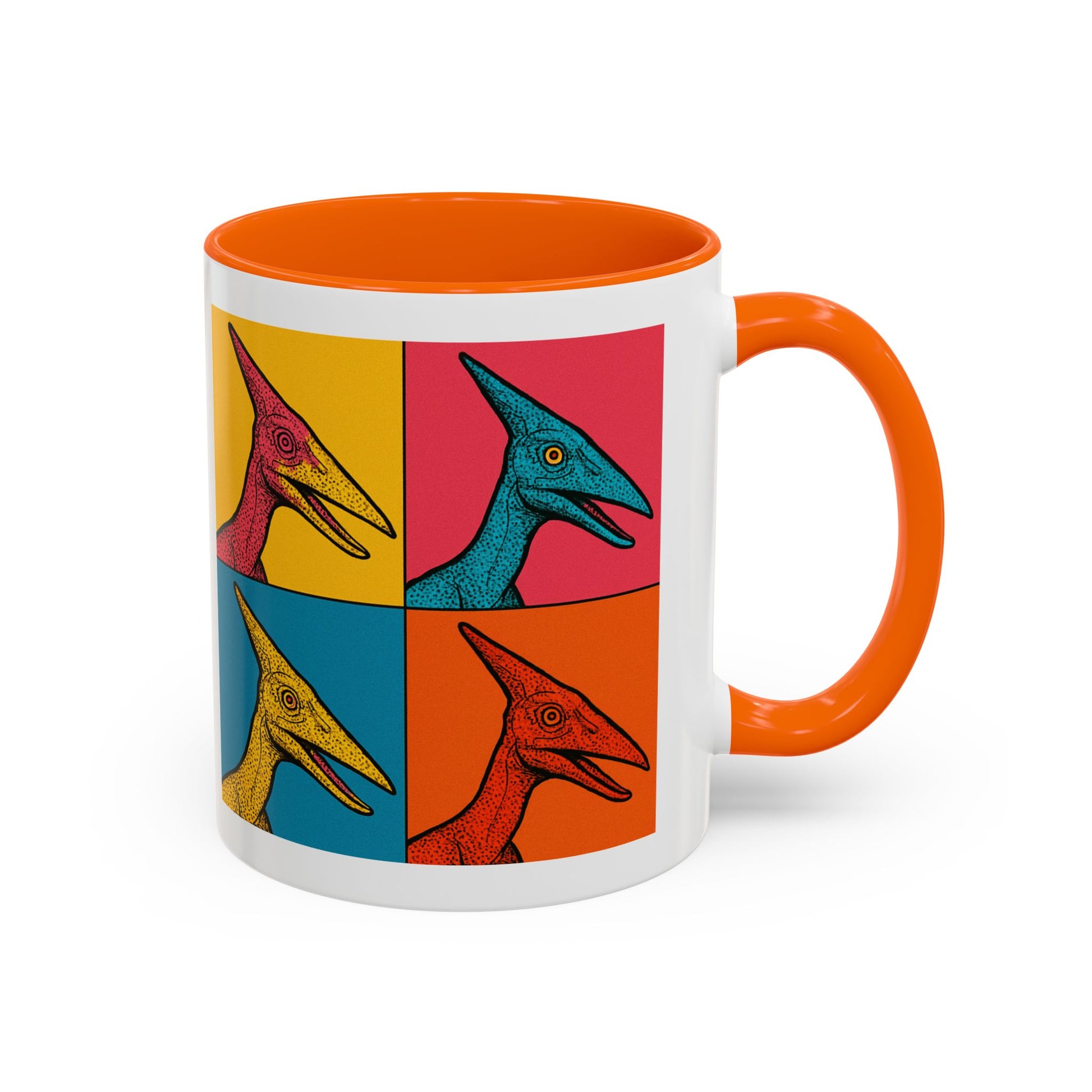 Vibrant Dinosaur Accent Coffee Mug - Quirky Gift for Pterodactyl Lovers, Unique Kitchen Decor, Colorful Ceramic Mug