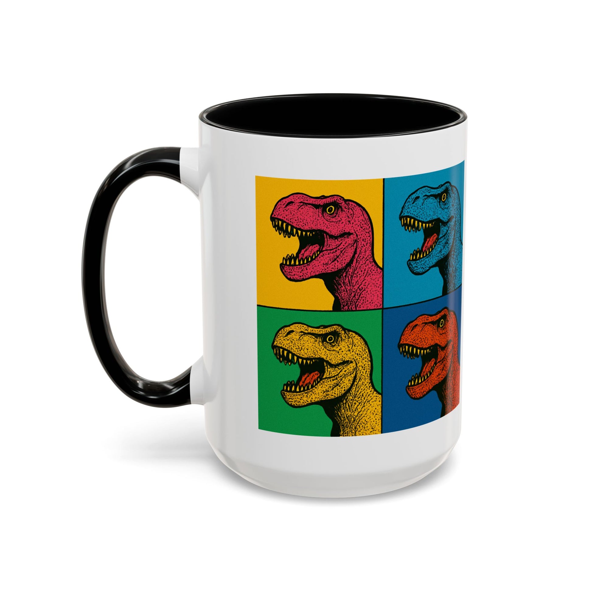 Dinosaur Accent Coffee Mug - Colorful T-Rex Design, Fun Gift for Kids, Perfect for Birthdays, Coffee Lover, Dinosaur Enthusiast