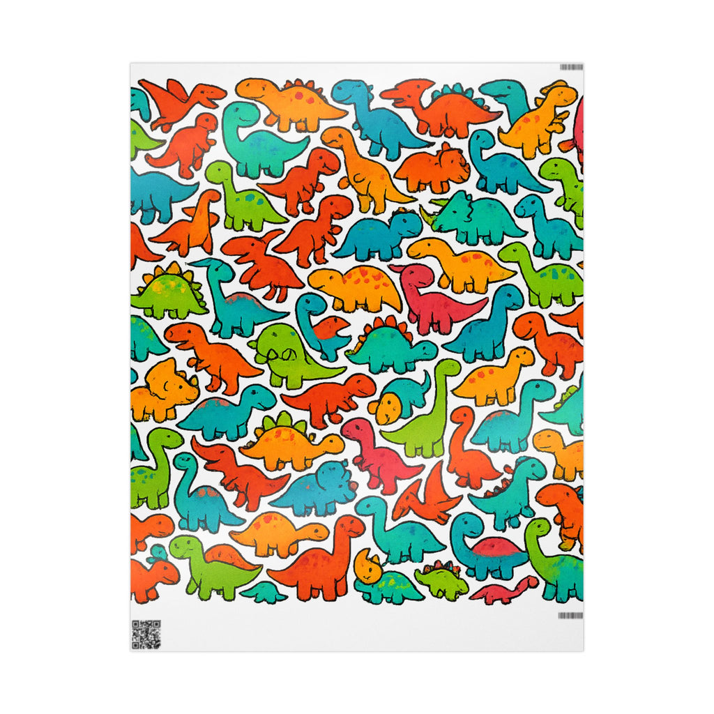 Dinosaur Wrapping Paper Roll - Colorful Gift Wrap for Kids Parties, Birthdays, Baby Showers, Holidays, Eco-Friendly Gift Wrap